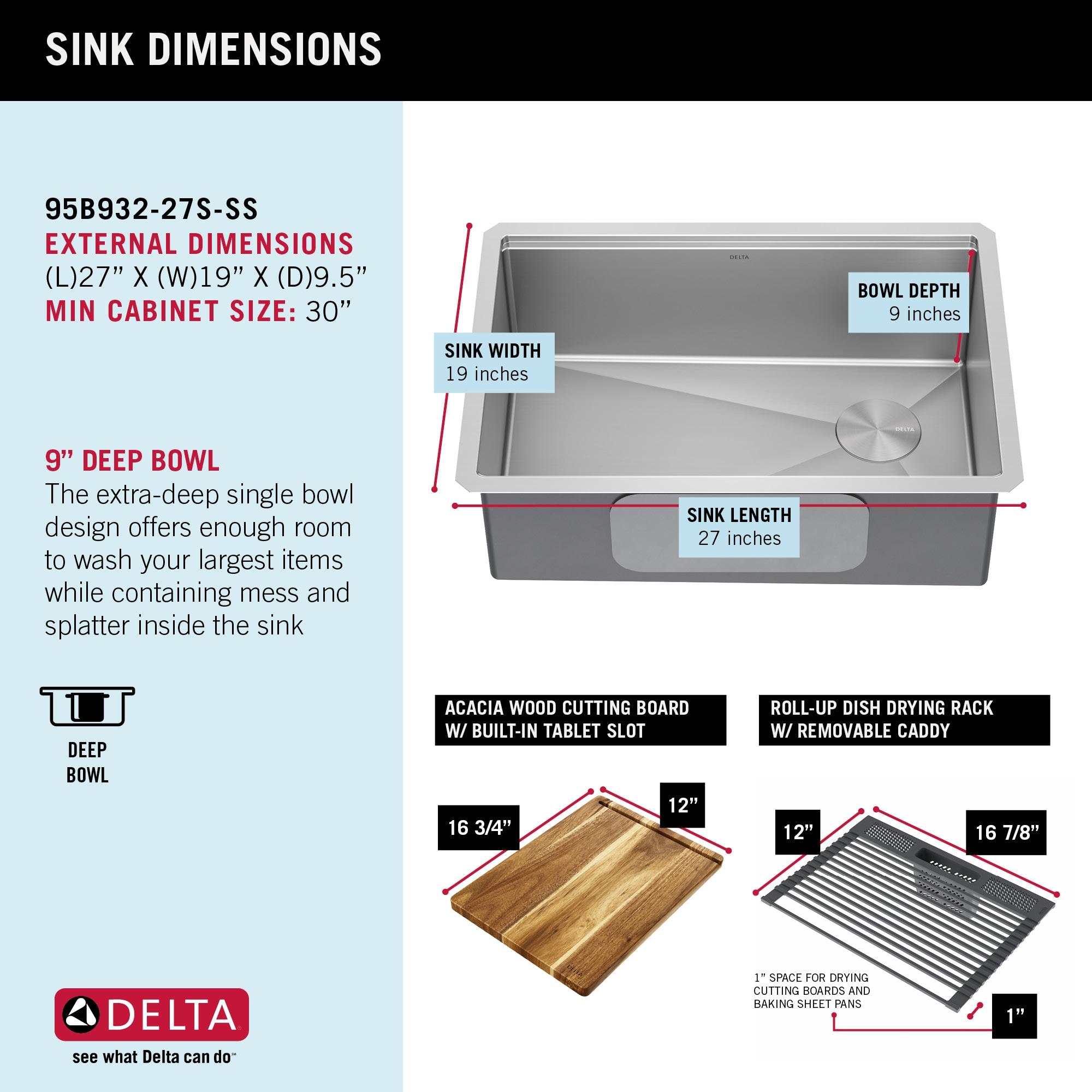 Delta Lorelai Workstation Kitchen Sink Undermount Stainless Steel Single Bowl with WorkFlow™ Ledge