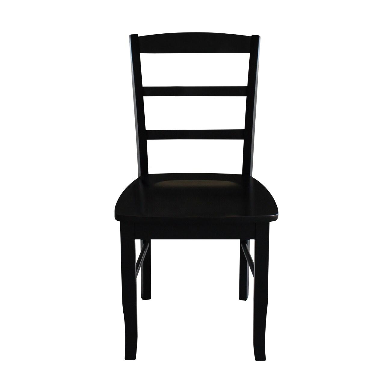 Set of 2 Madrid Ladderback Chairs Black - International Concepts: Solid Wood, Armless, Transitional Style