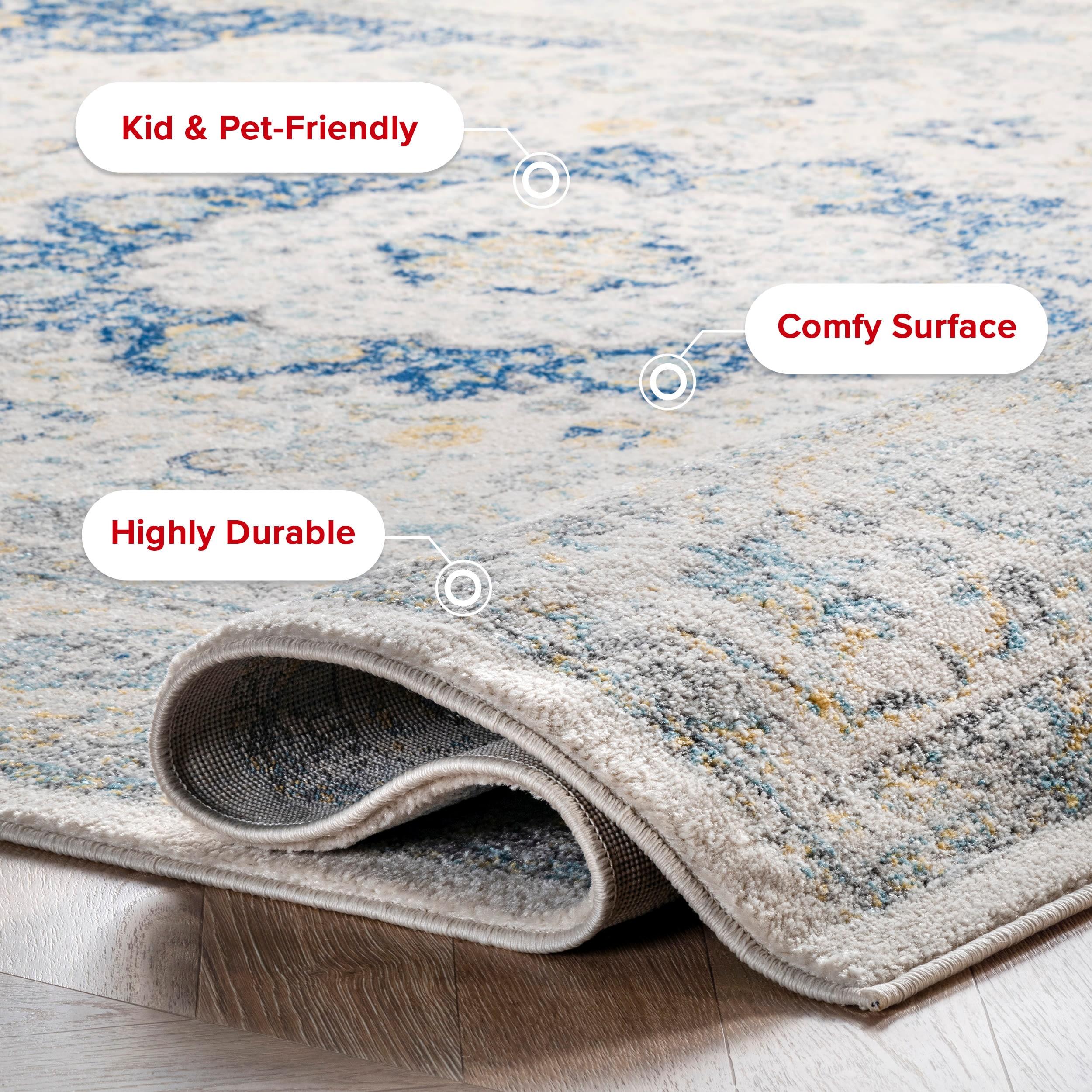 12'x15' Verona Vintage Persian Style Area Rug Blue - nuLOOM: Geometric Pattern, Low Pile, Indoor Rectangle Rug