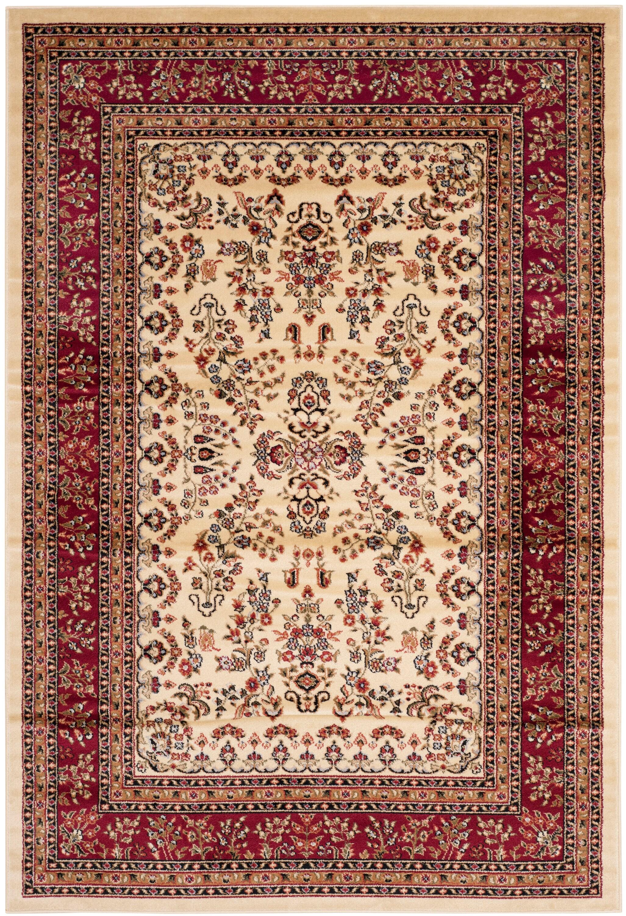 Lyndhurst Sarouk LNH331 Power Loomed Area Rug - Ivory/Red - 4'x6' - Safavieh