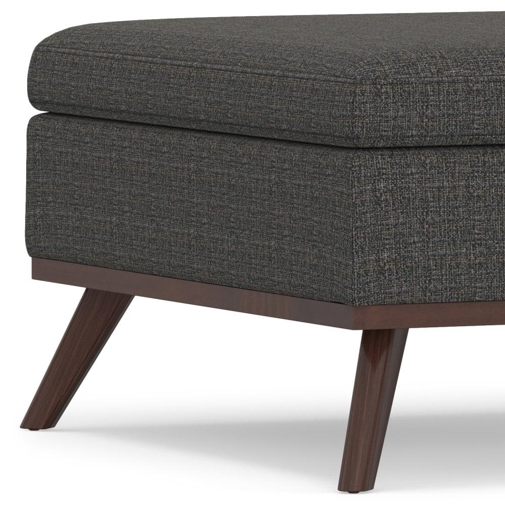 Simpli Home Owen 36"W Upholstered Square Coffee Table Storage Ottoman with Lift Top and Solid Wood Legs