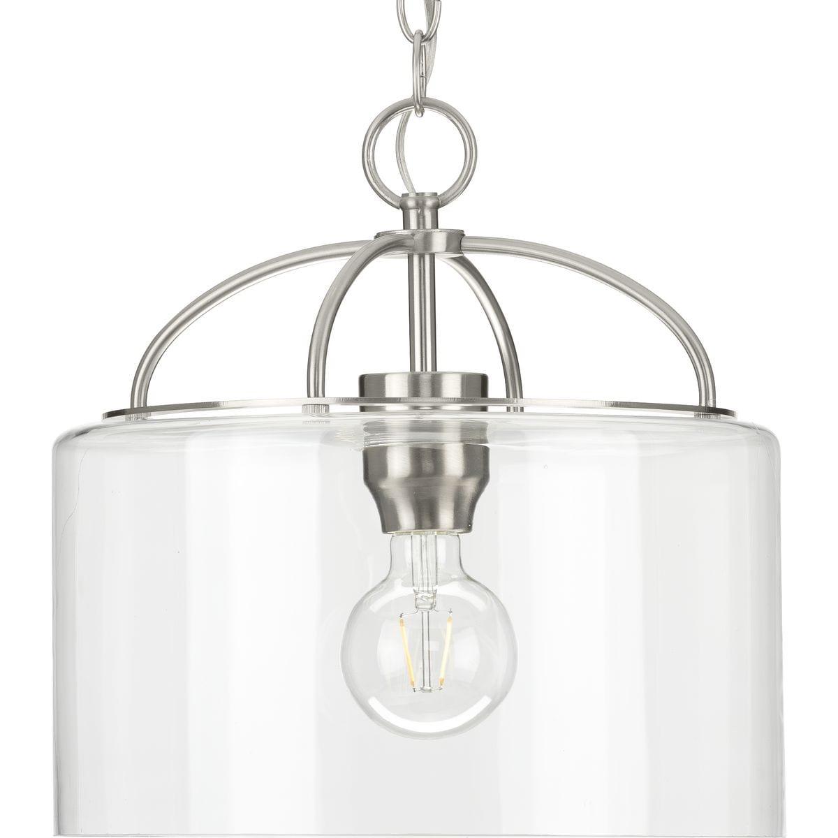 Progress Lighting Leyden 1-Light Brushed Nickel Farmhouse Pendant with Clear Glass Shade