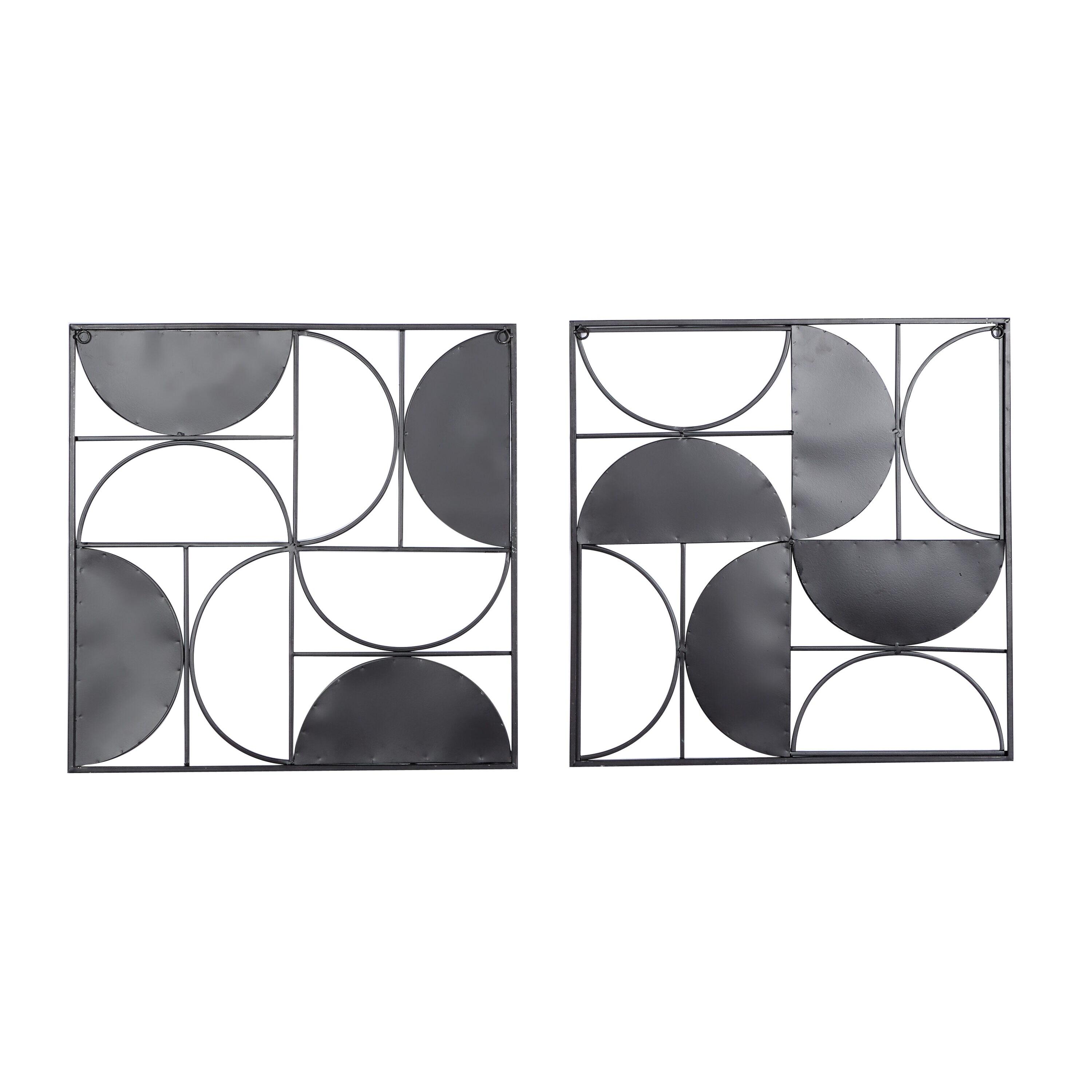 DecMode Brown Metal Contemporary Wall Decor, Set of 2