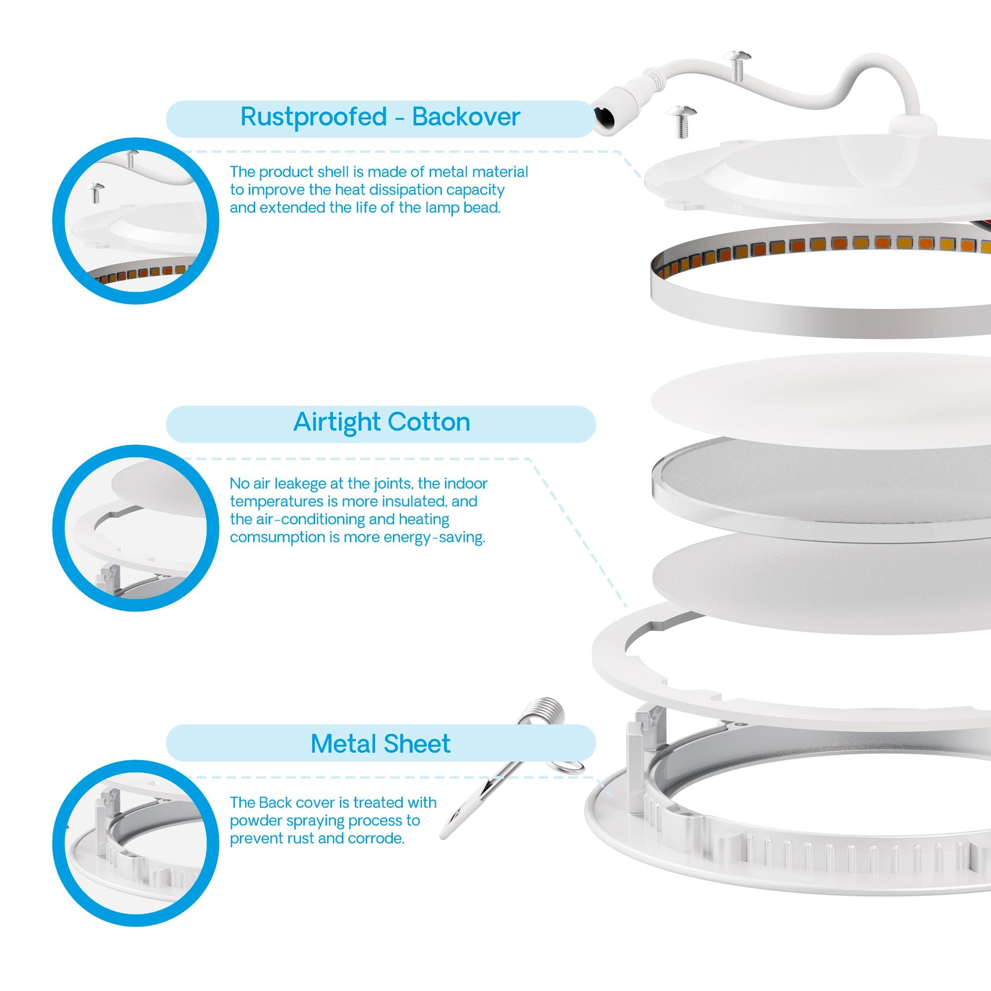 6" Slim Smart Recessed LED, 12W, RGB Tunable White, Dimmable, Wi-Fi Enabled