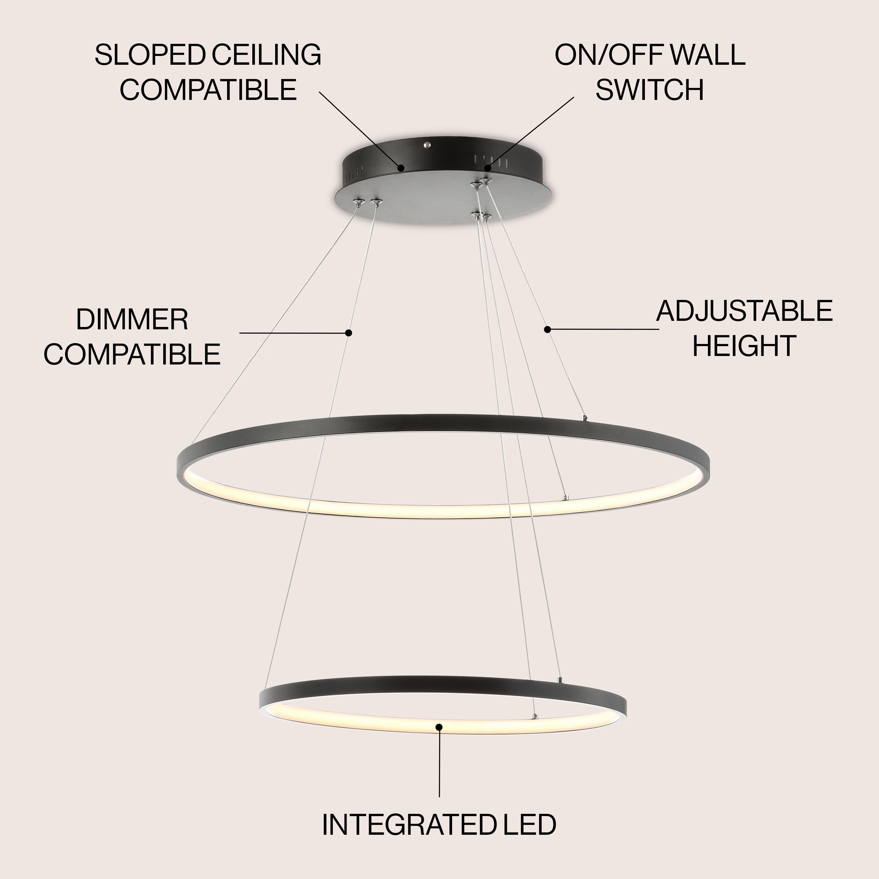 Brice 24" Round Integrated LED Metal Pendant, Matte Black