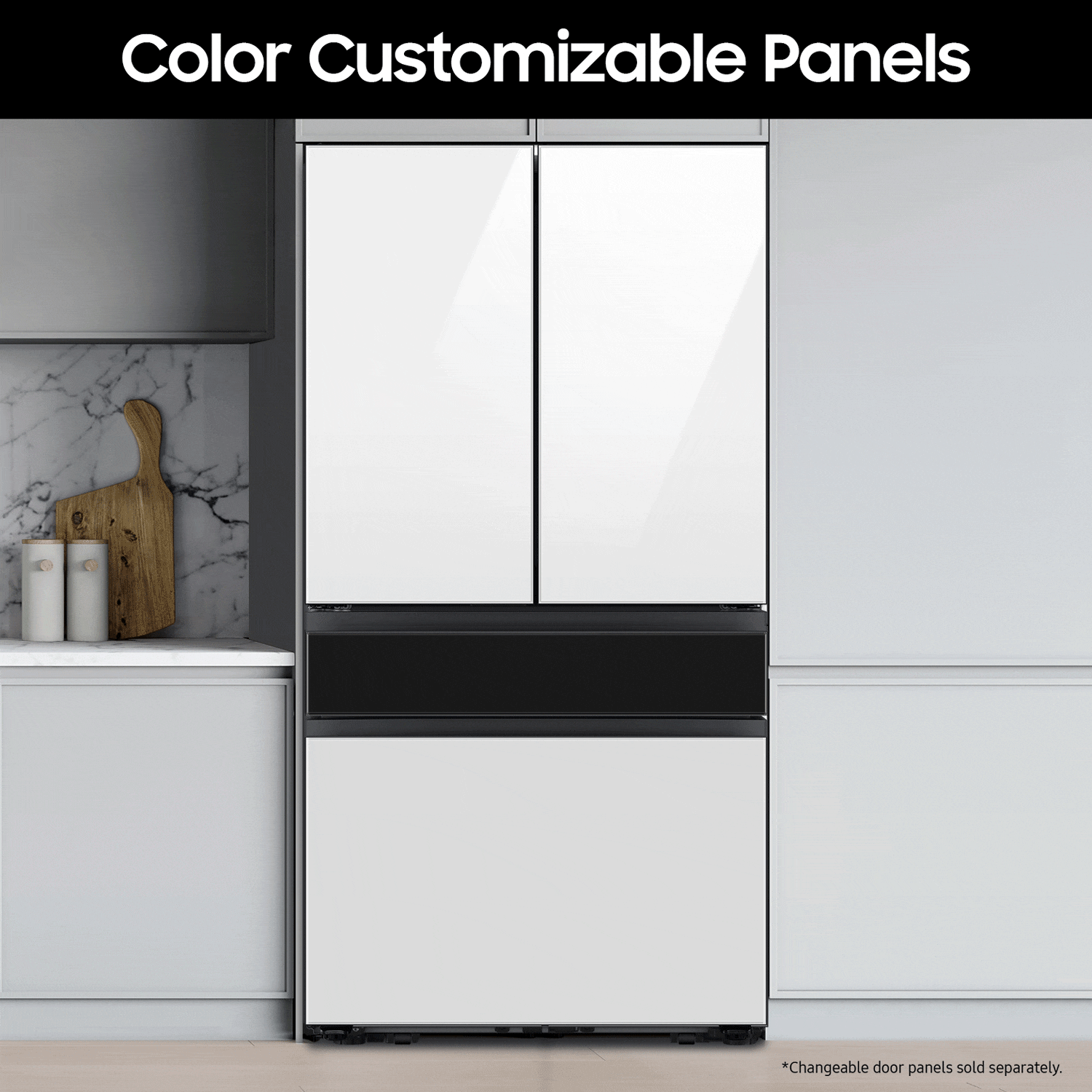 Bespoke 4-Door French Door Refrigerator (29 cu. ft.) with Beverage Center™ - Middle and Bottom Panels