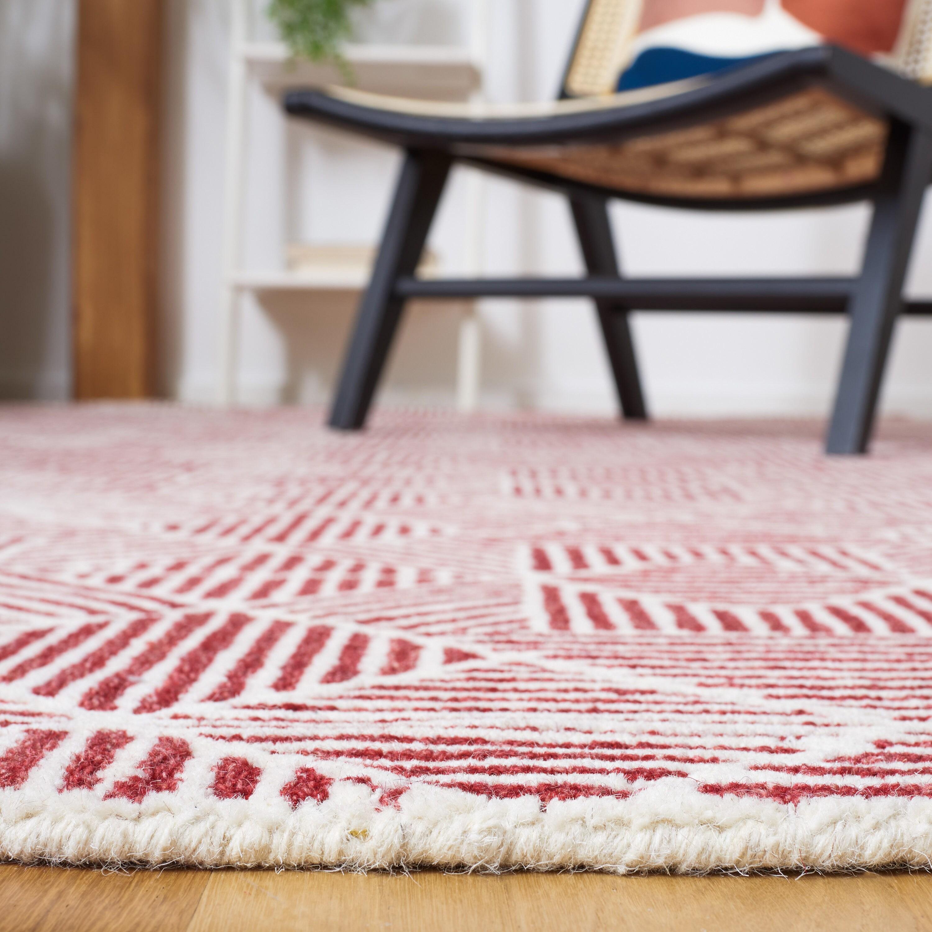 Abstract ABT763 Handmade Indoor Area Rug - Red/Ivory - 5'x8' - Safavieh