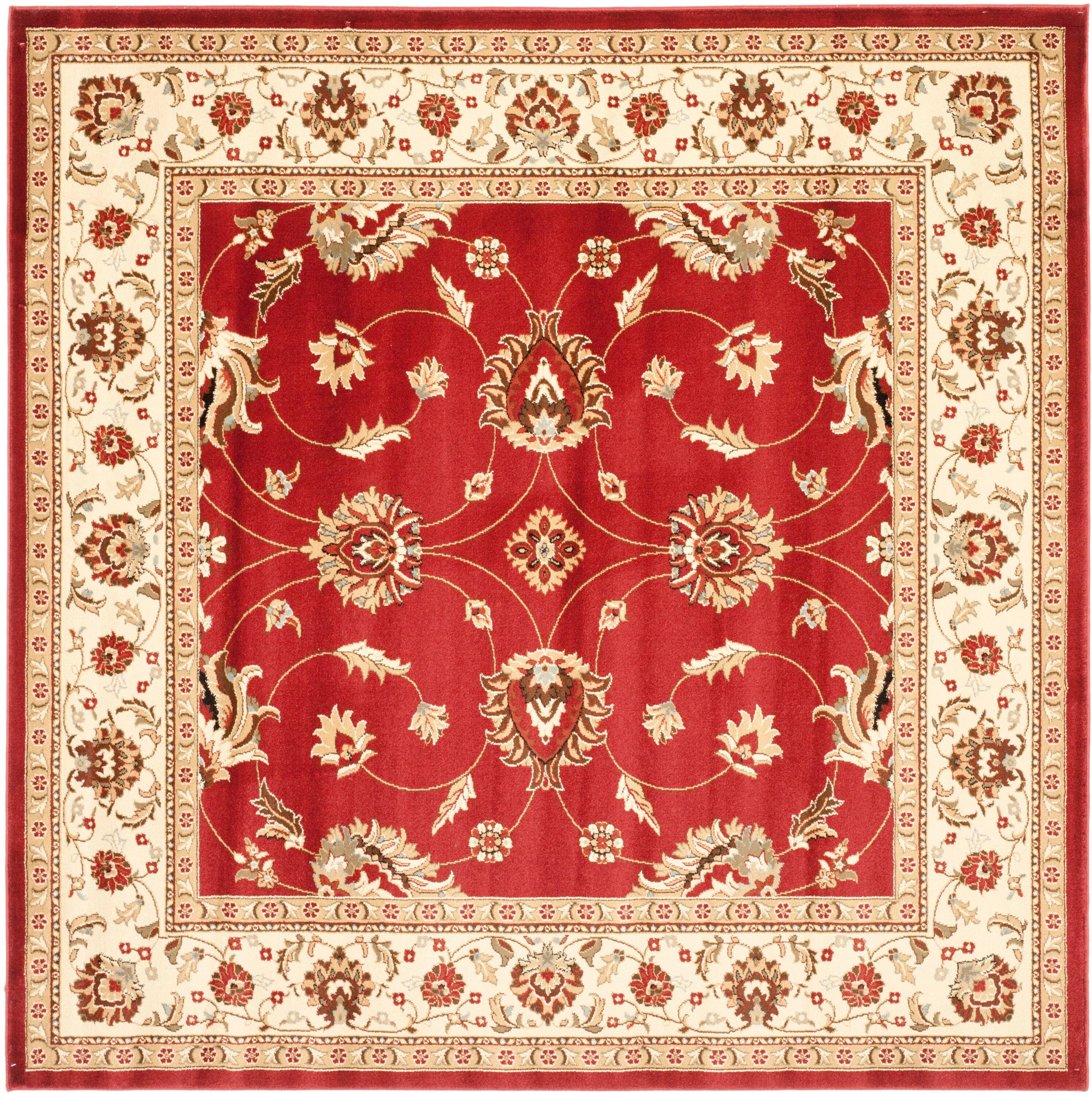 Lyndhurst LNH553 Power Loomed Area Rug - Red/Ivory - 6'7"x6'7" - Safavieh.