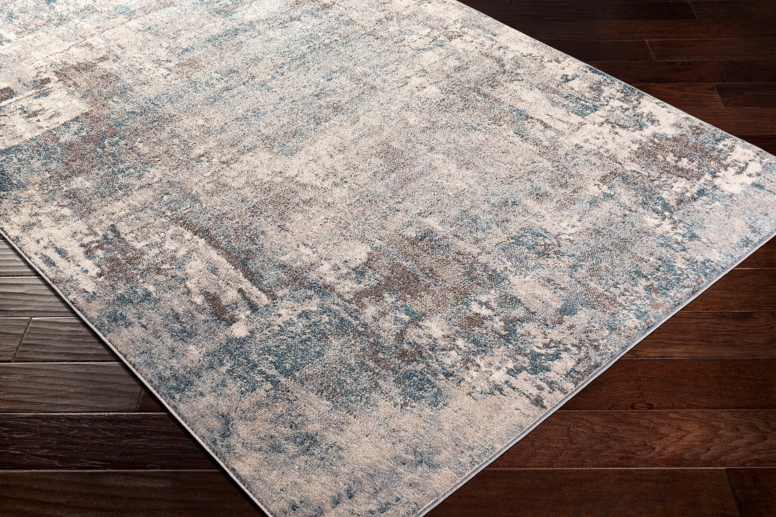 Reversible Gray Synthetic 7'10" x 10'3" Easy Care Area Rug