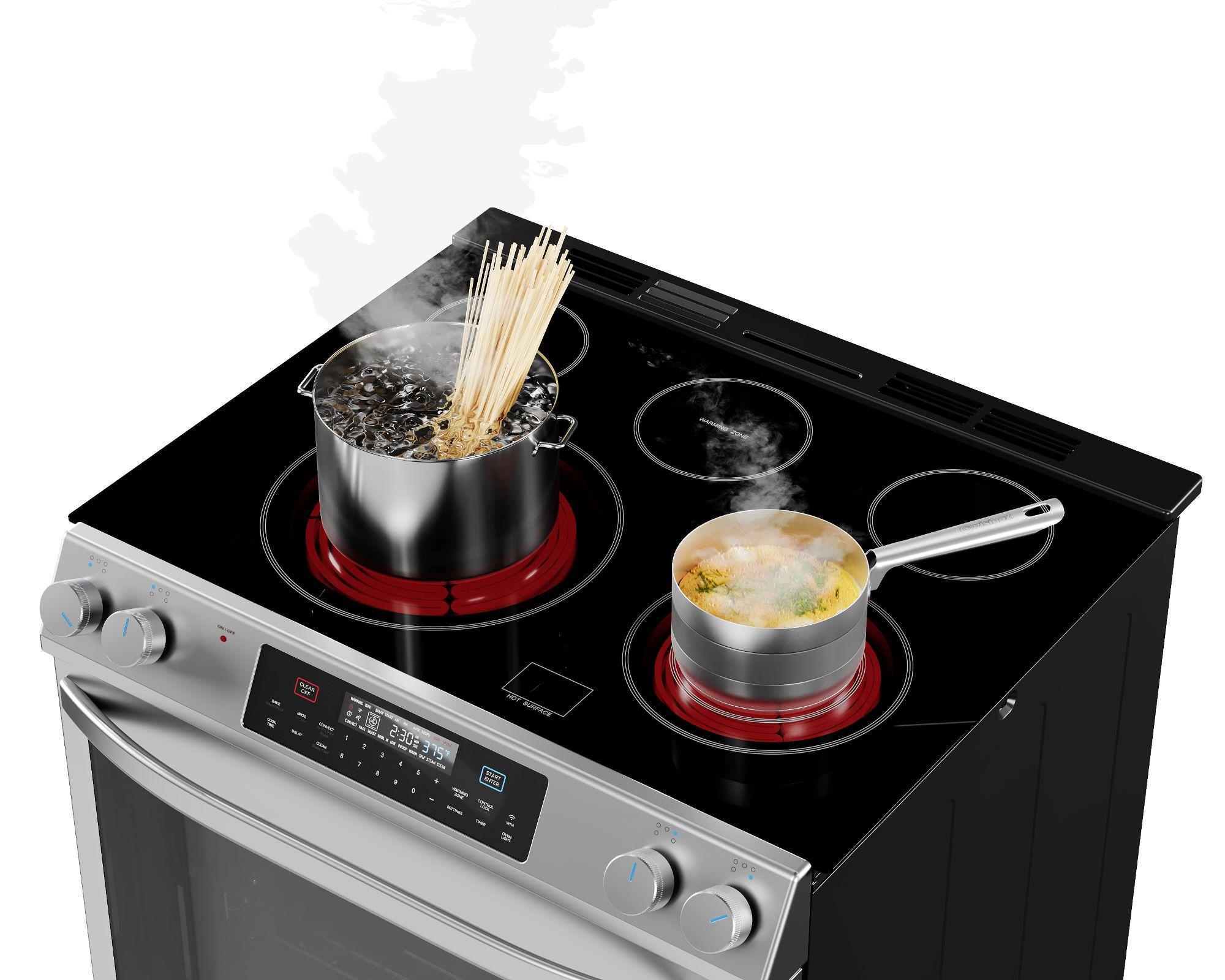 Midea 30-In Slide-In Electric Range with Wi-Fi Connectivity and Fan Convection, Stainless Steel,  MES30S2AST
