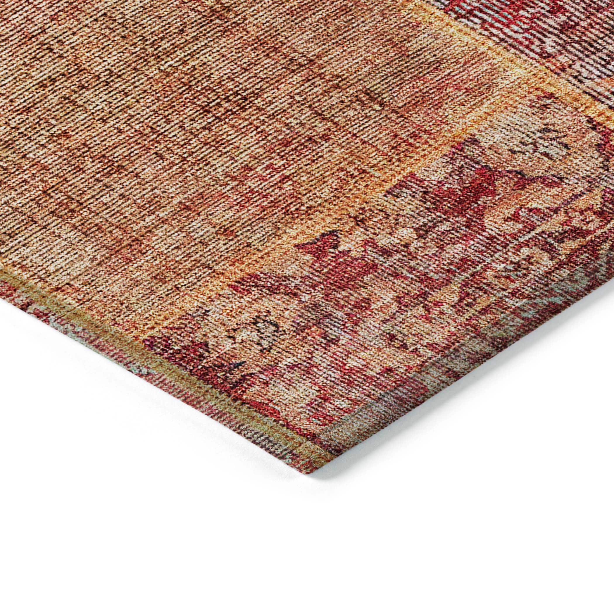 Red and Beige Synthetic Flat Woven Rectangular Area Rug