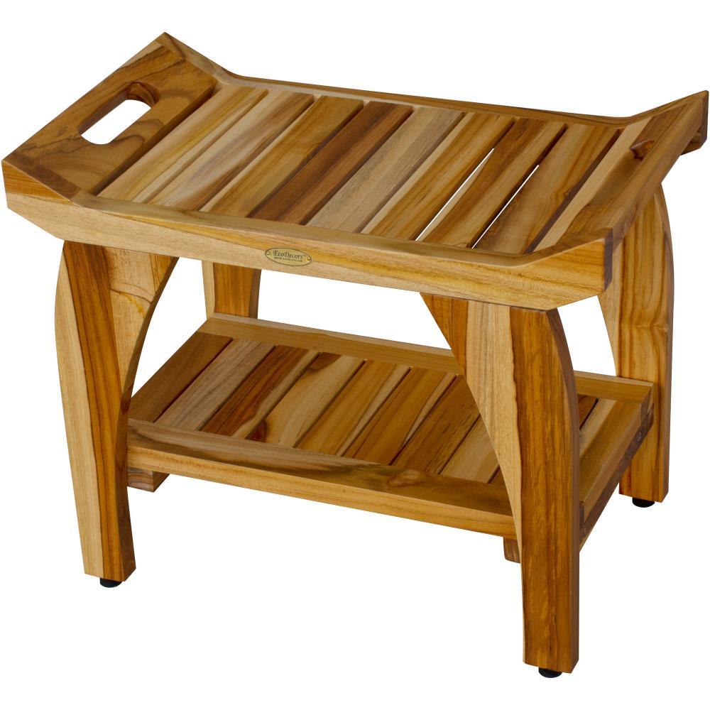 EcoDecors Tranquility by EcoDecors, Teak Shower Bench, Teak Bench Shower, Teak Shower Bench for Inside Shower, Teakwood Shower Bench