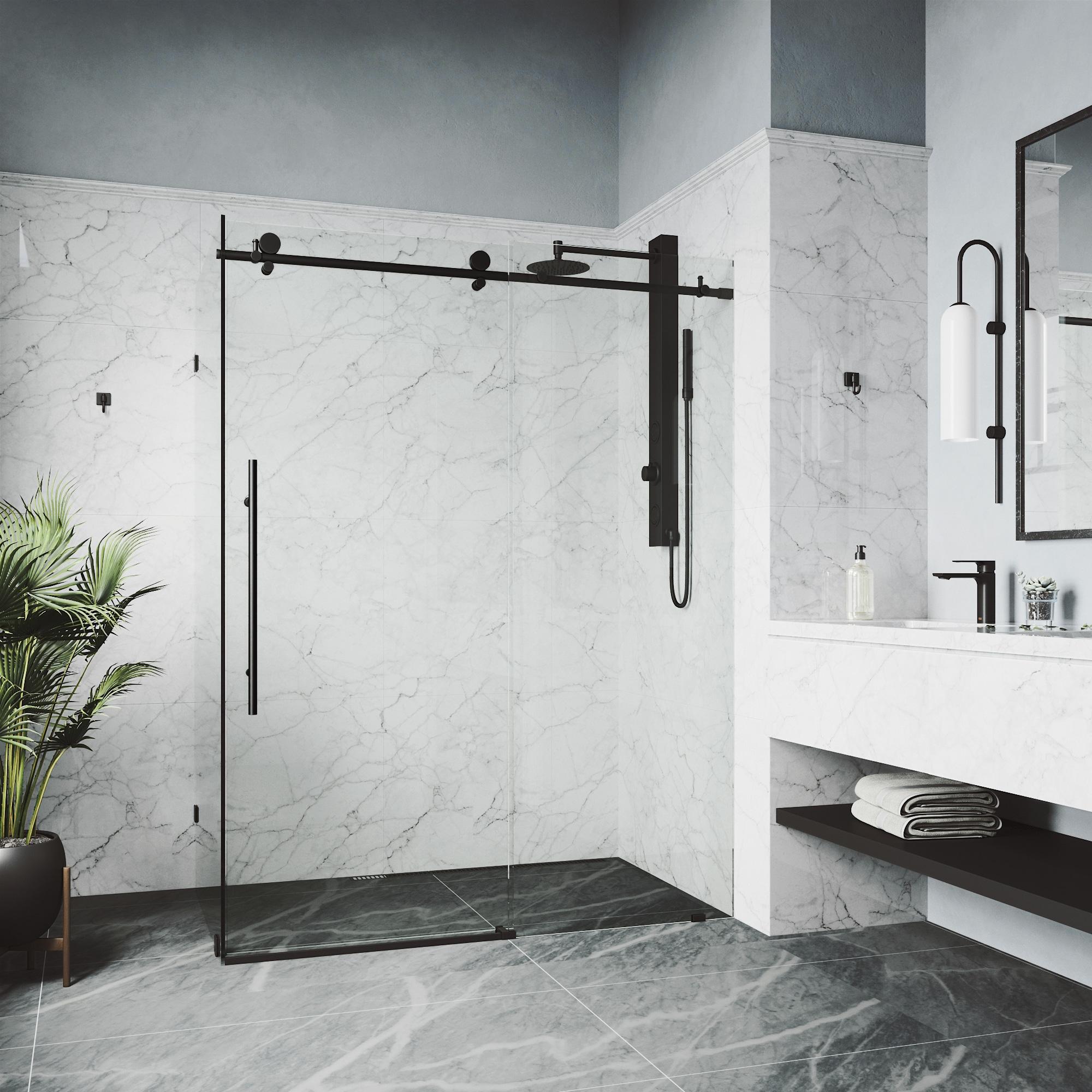 Elan E-class 46" W x 34" D x 76" H Sliding Frameless Shower Enclosure with 3/8" Clear Glass