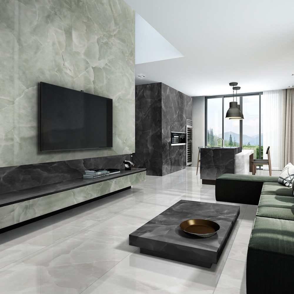The Tile Life Geo Lush Jade 12" x 24" Rectangle Glossy Porcelain Floor and Wall Tile - 4x4 Sample