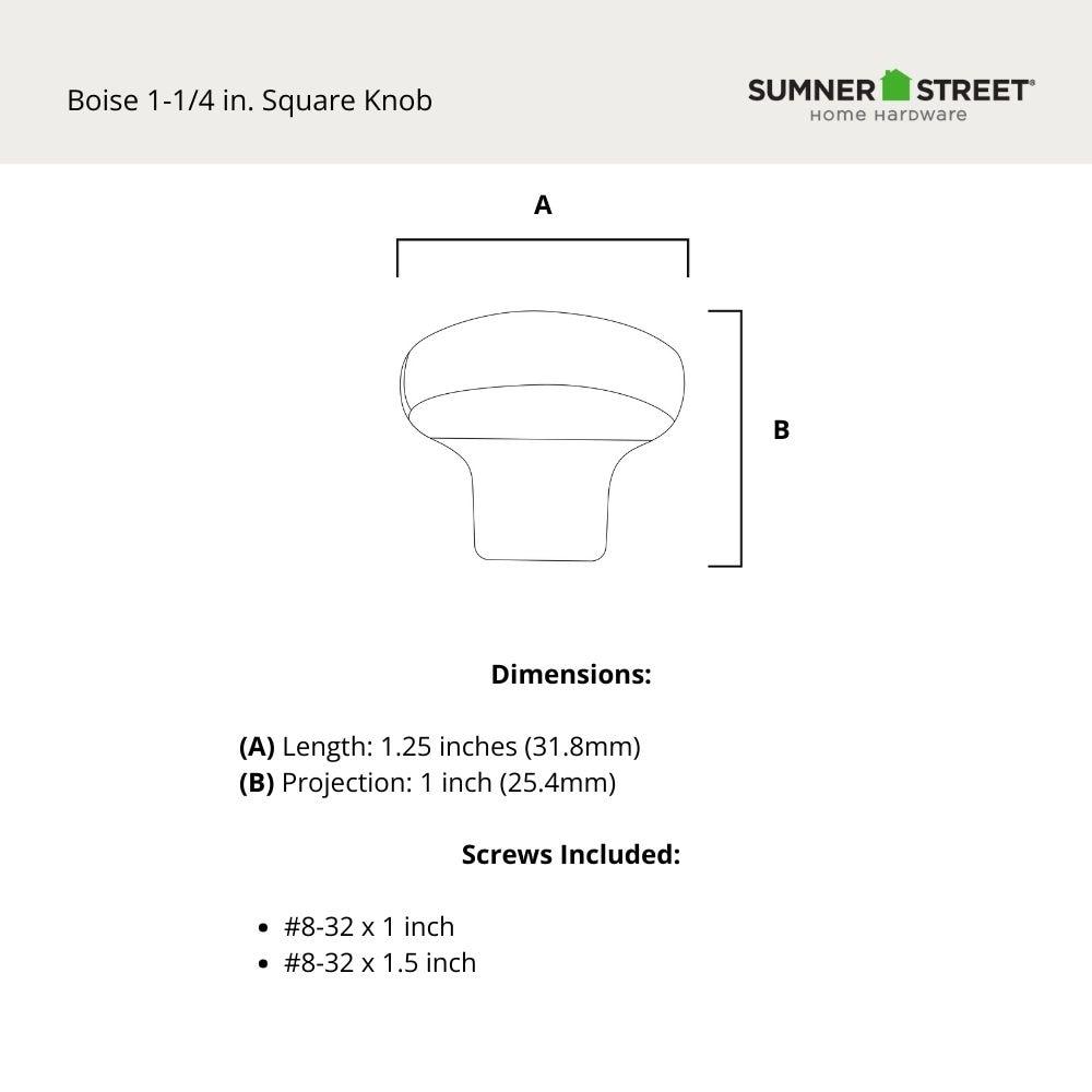 Boise 1 1/4" Length Square Knob