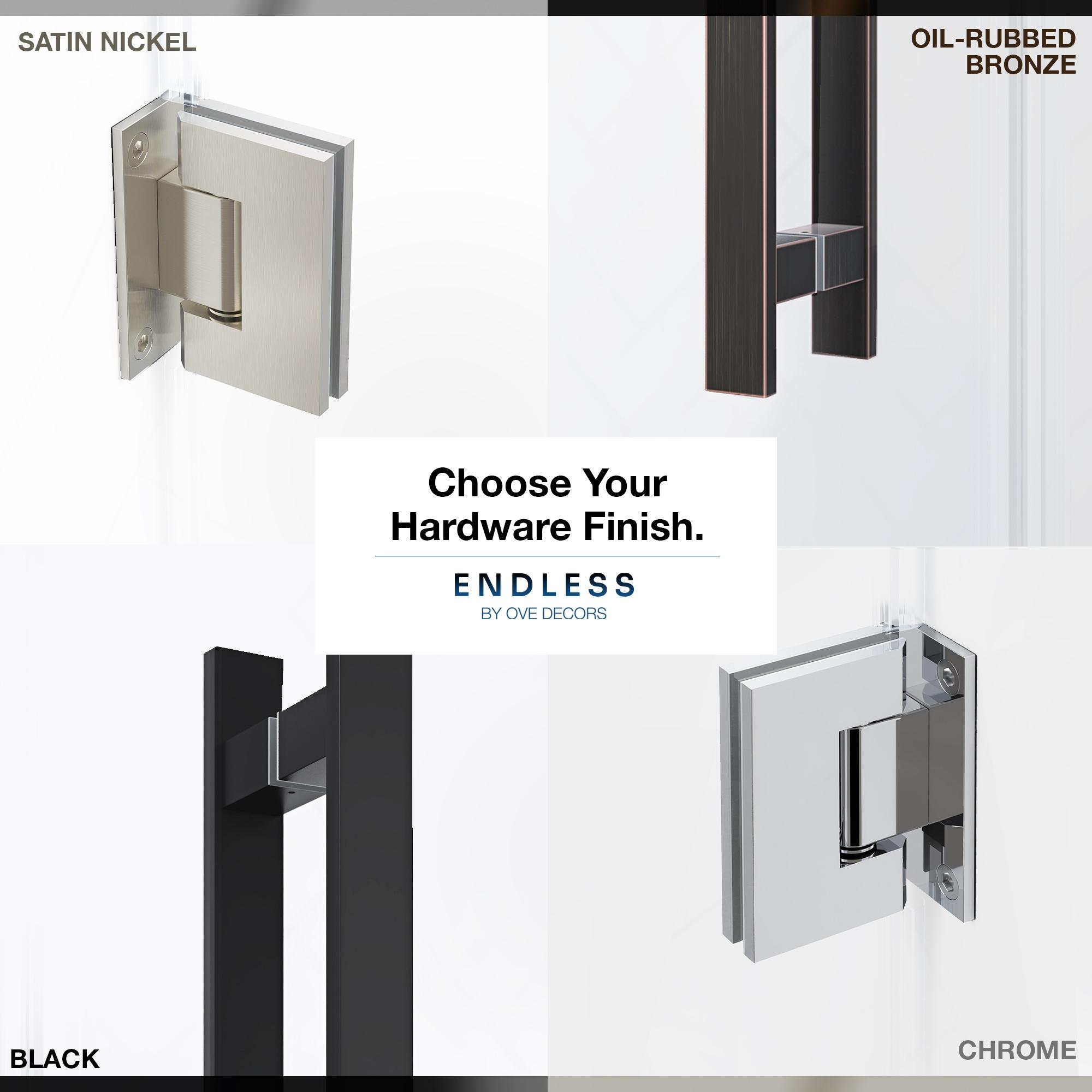 Black Frameless Glass Alcove Hinge Shower Door Kit