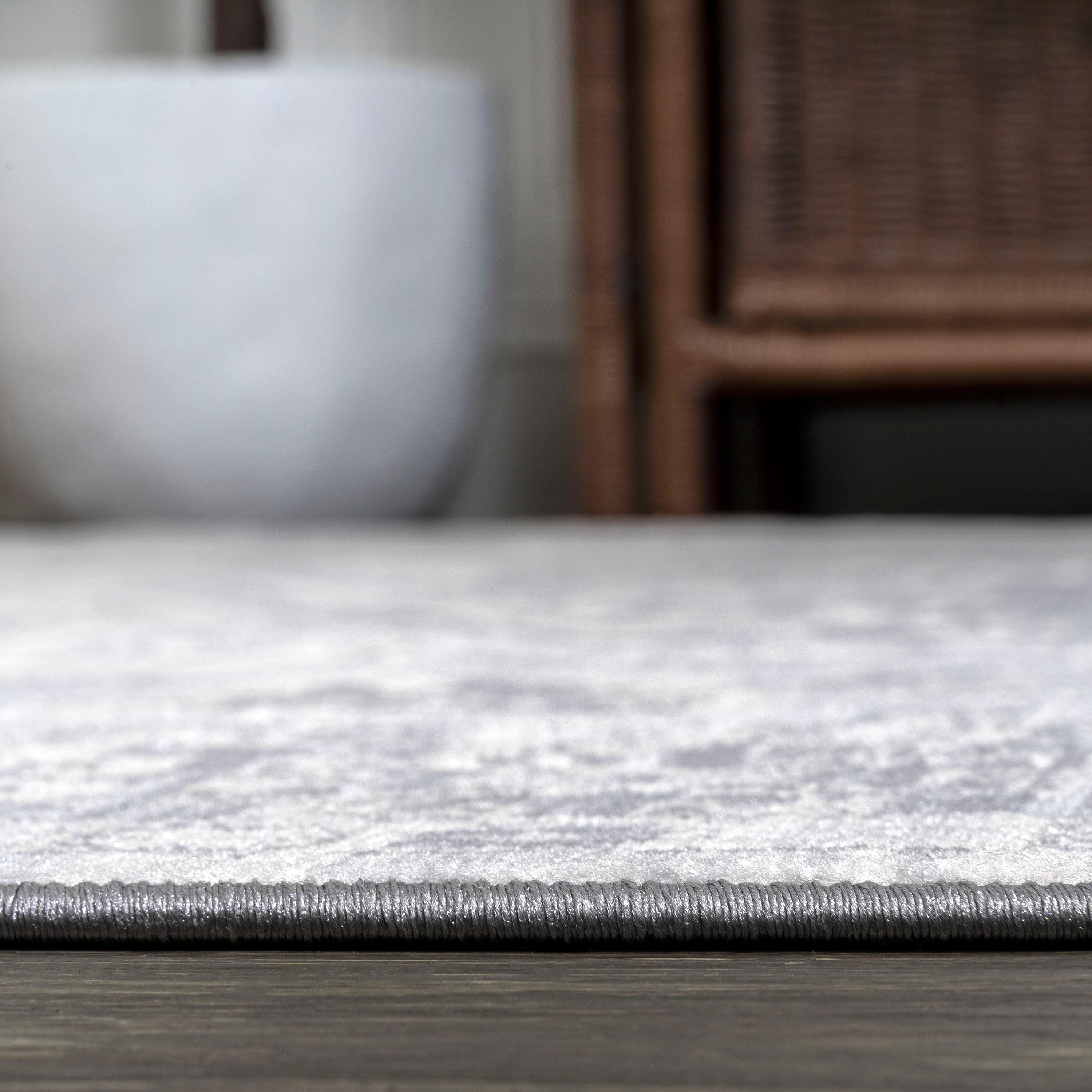 5' Square Modern Persian Vintage Medallion Area Rug, Light Gray - JONATHAN Y