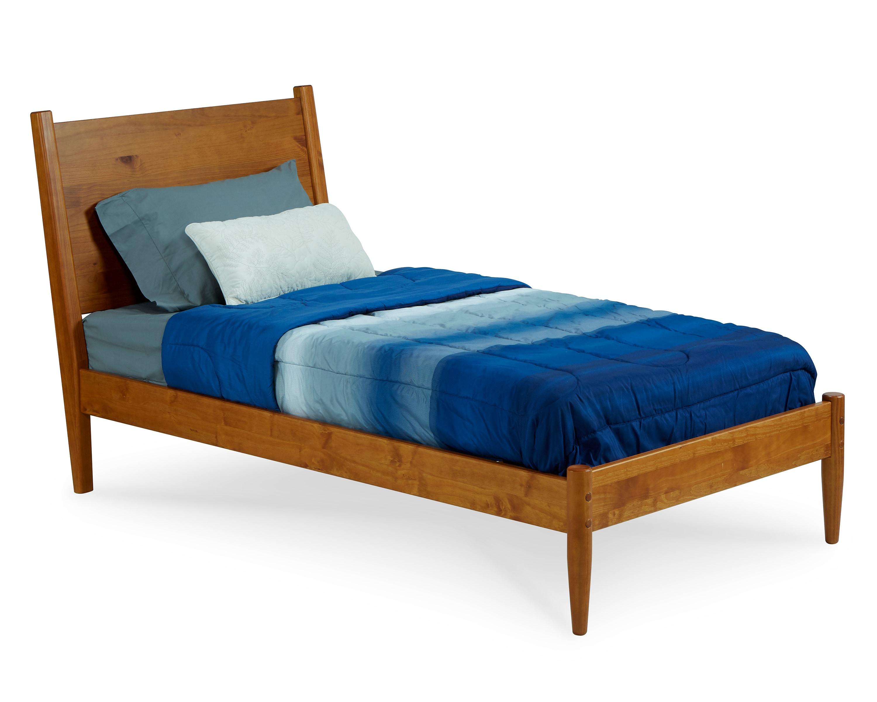 Camaflexi Mid Century Platform Bed Wood Panel Bed Frame with Headboard, Twin, Castanho