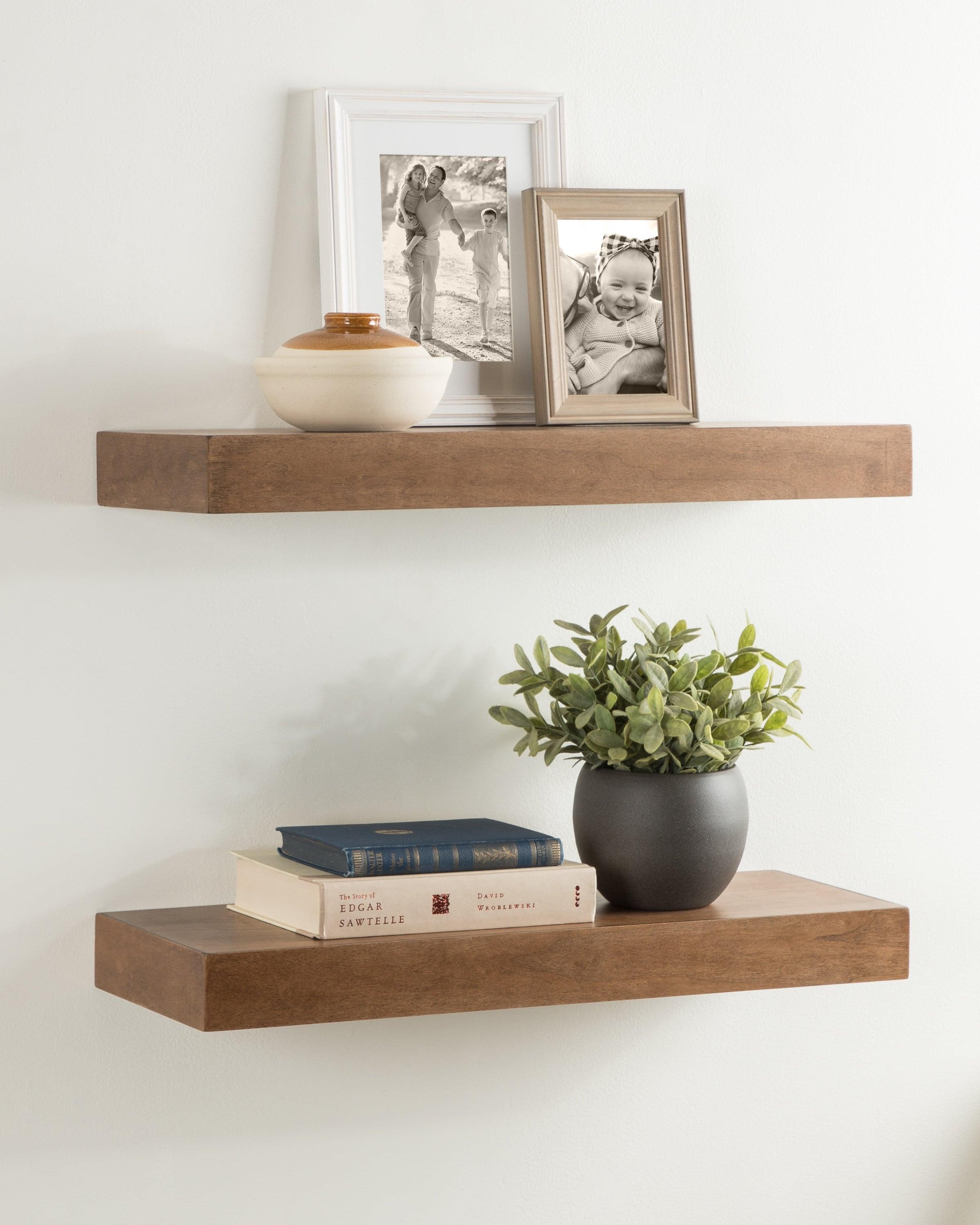 Kate & Laurel All Things Decor 2pc 24" Havlock Wood Shelf Set Rustic Brown: No Assembly, Open Design