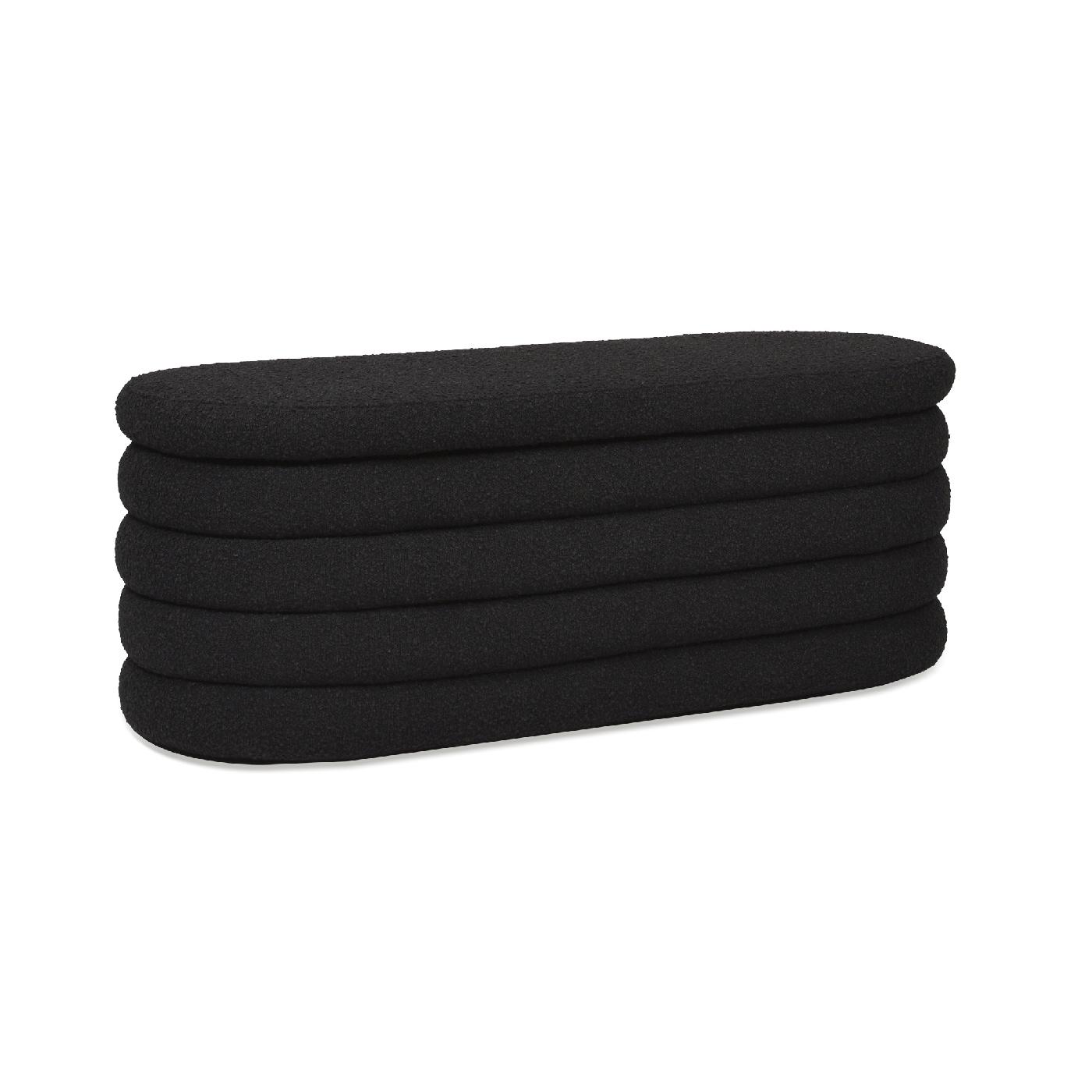Everly Quinn Boucle Upholstered Storage Bench