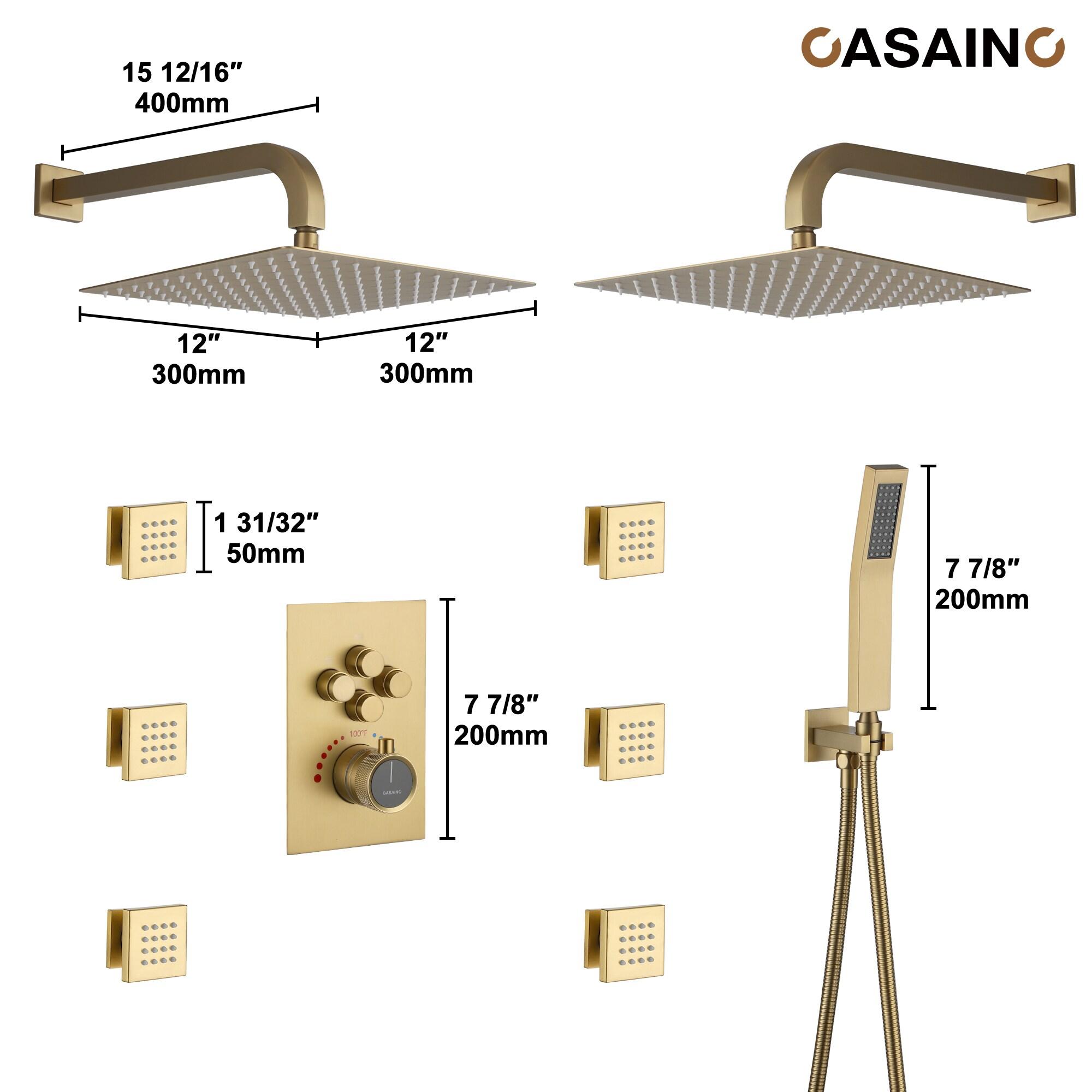 CASAINC Single Handle 1-Spray Thermostatic 4-function Shower System Dual Showerhead