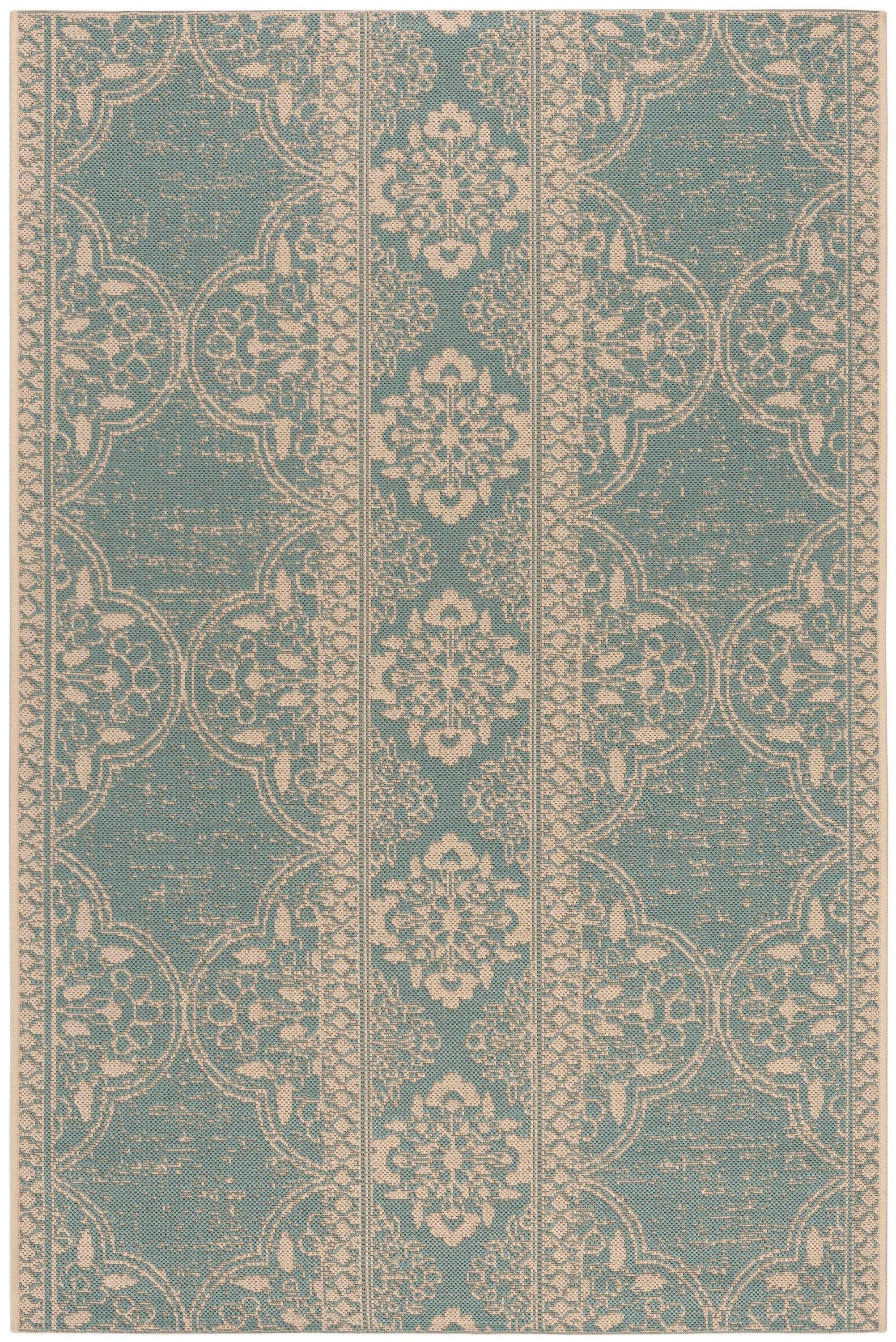 Danya Cream/Aqua Indoor/Outdoor Area Rug