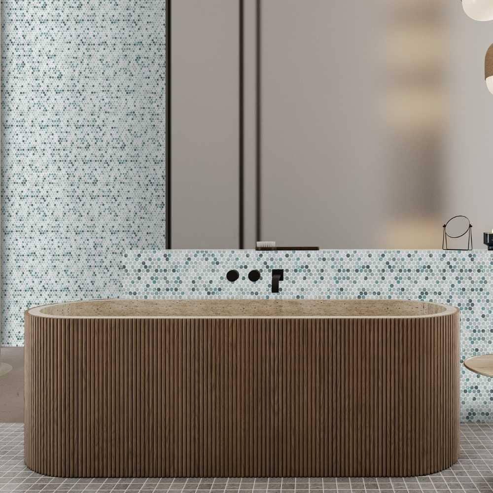 Eterna Penny 12"x12" Recycled Glass Mosaic Tile