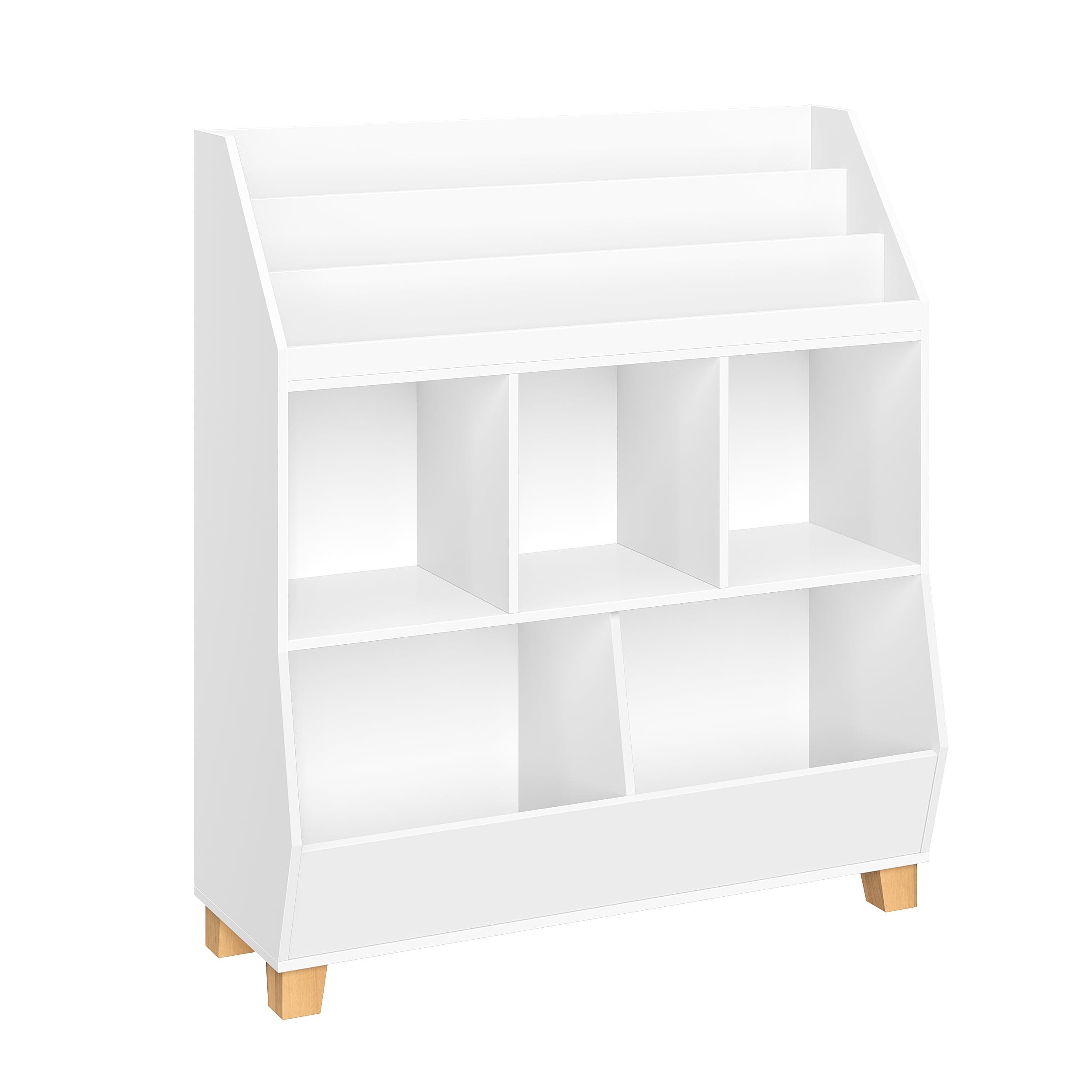 RiverRidge Kids' CatchAll 35" Toy Organizer with Cubby Storage, Toy Storage Bins and Bookshelf White