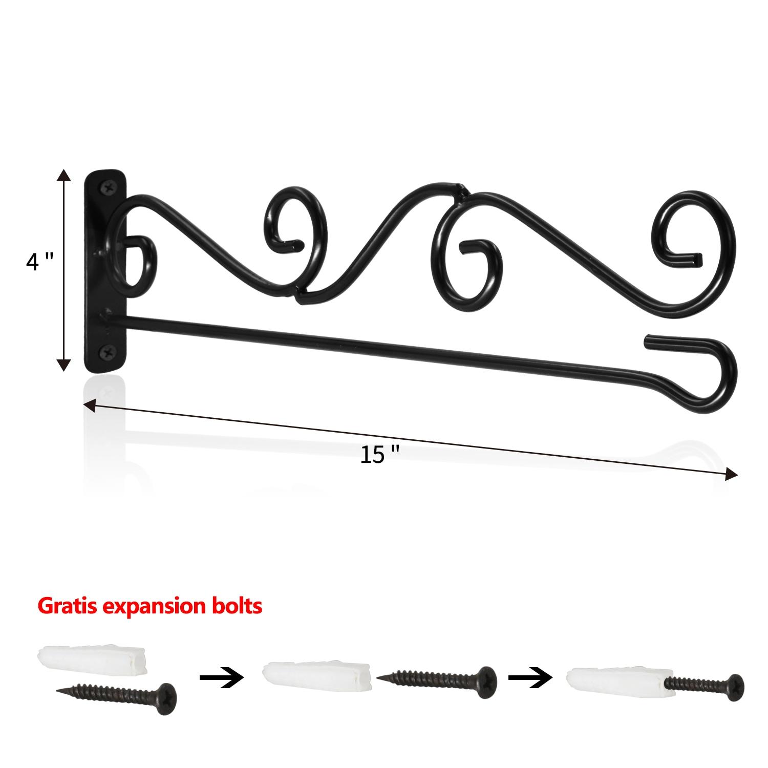 Anley Garden Flags Wall Scroll Hanger - Wrought Iron Horizontal Garden Flag Pole Holder H4" x W15"