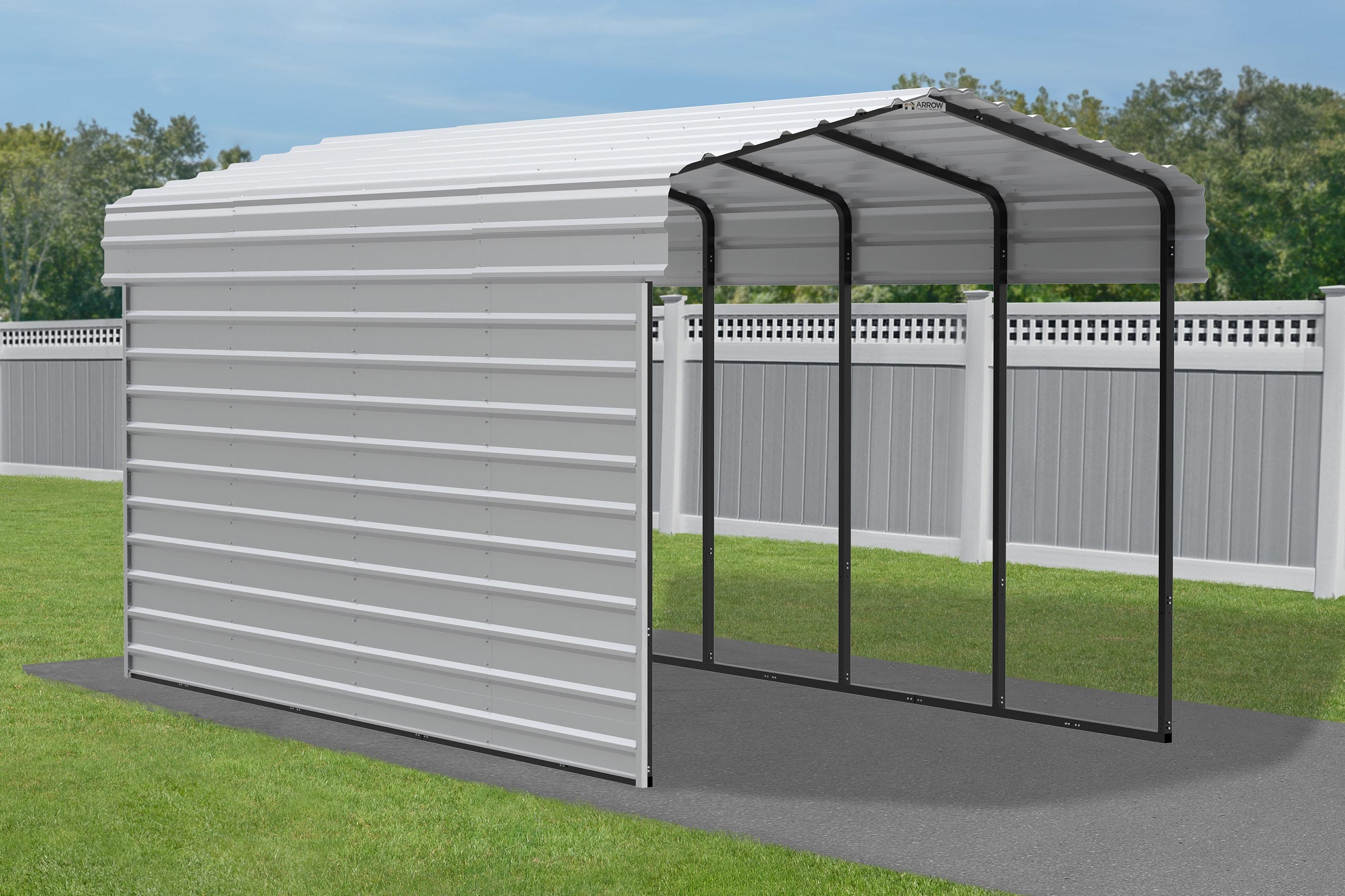 Arrow Arrow Steel Carport with 1 Side Wall Kit, 10x20x09