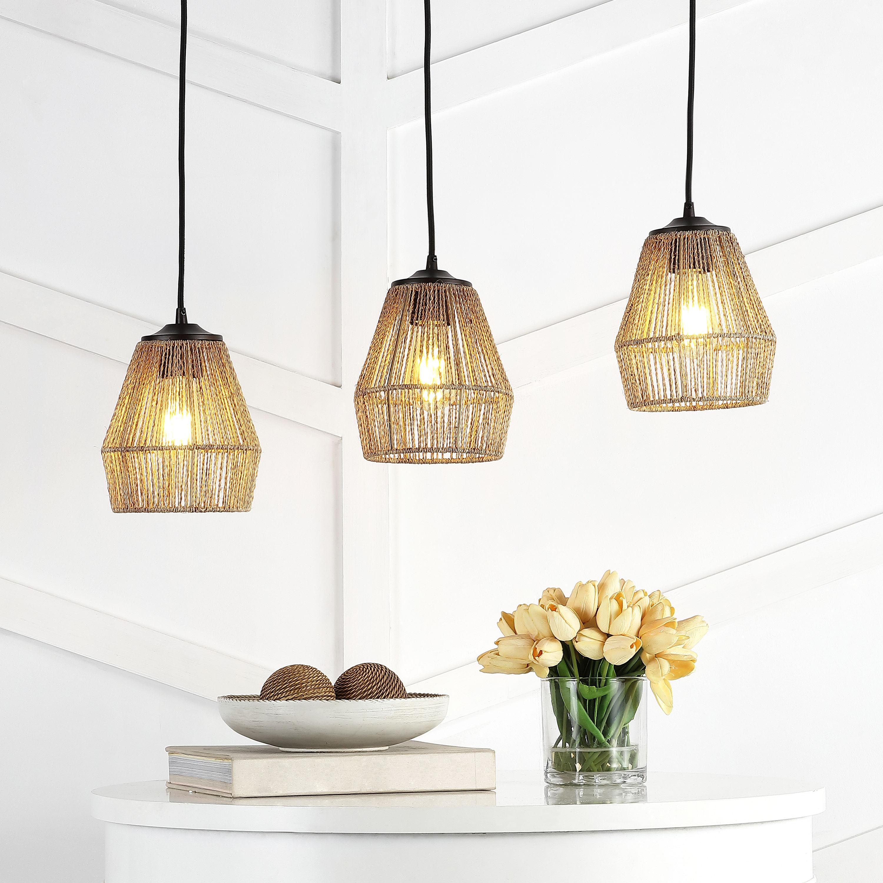 Jonathan Y Ibiza Island Seagrassmetal Bohemian Coastal Led Pendant