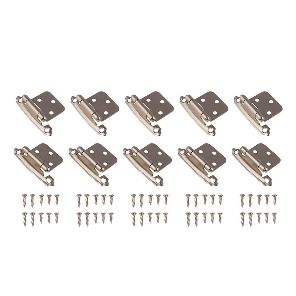 RELIABILT 200-Degree Adjustable Overlay Overlay Surface Self-Closing Satin nickel Cabinet Hinge , 5 Pairs ( 10 -Pieces)