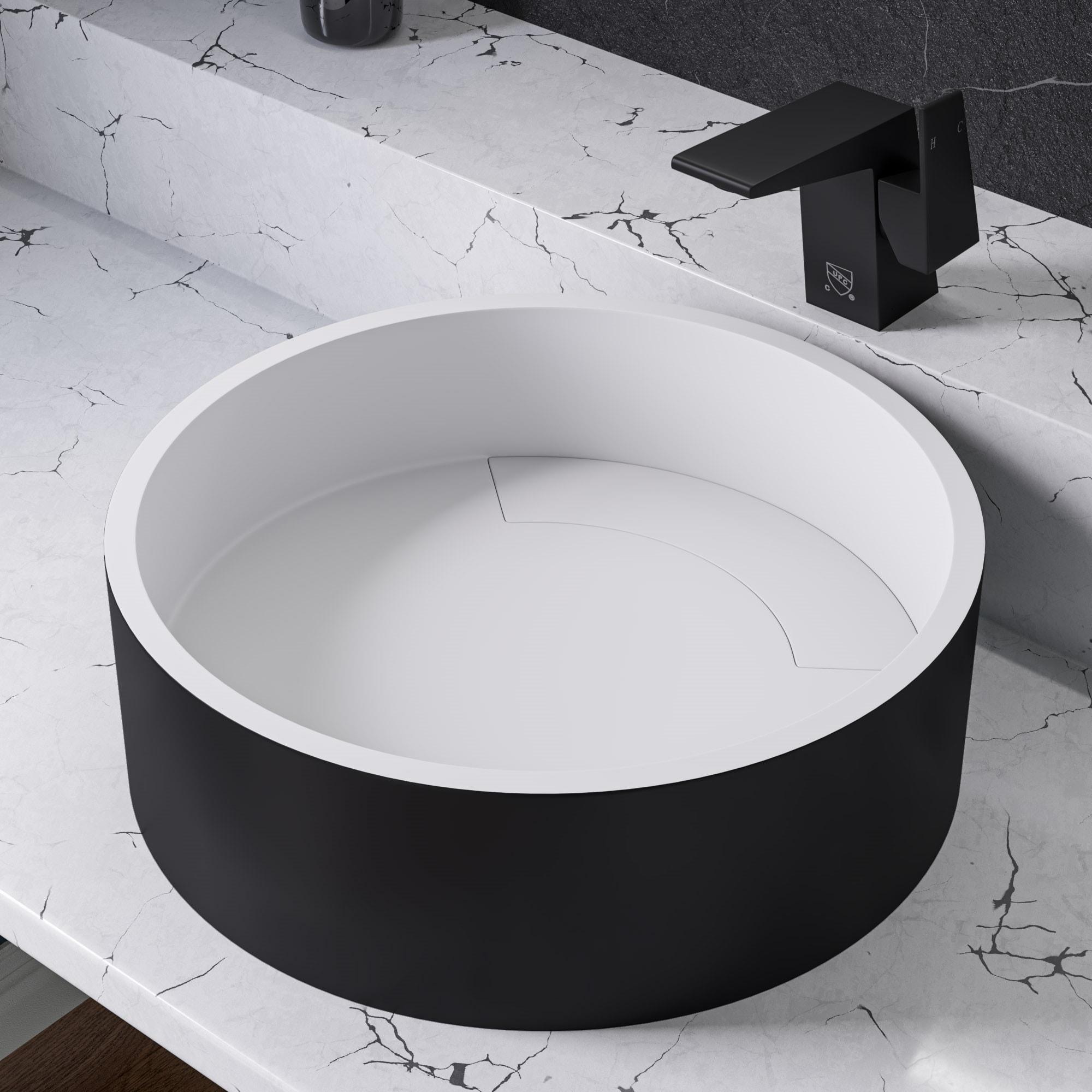 Alfi Brand 15.13'' Black/White Resin Circular Bathroom Sink