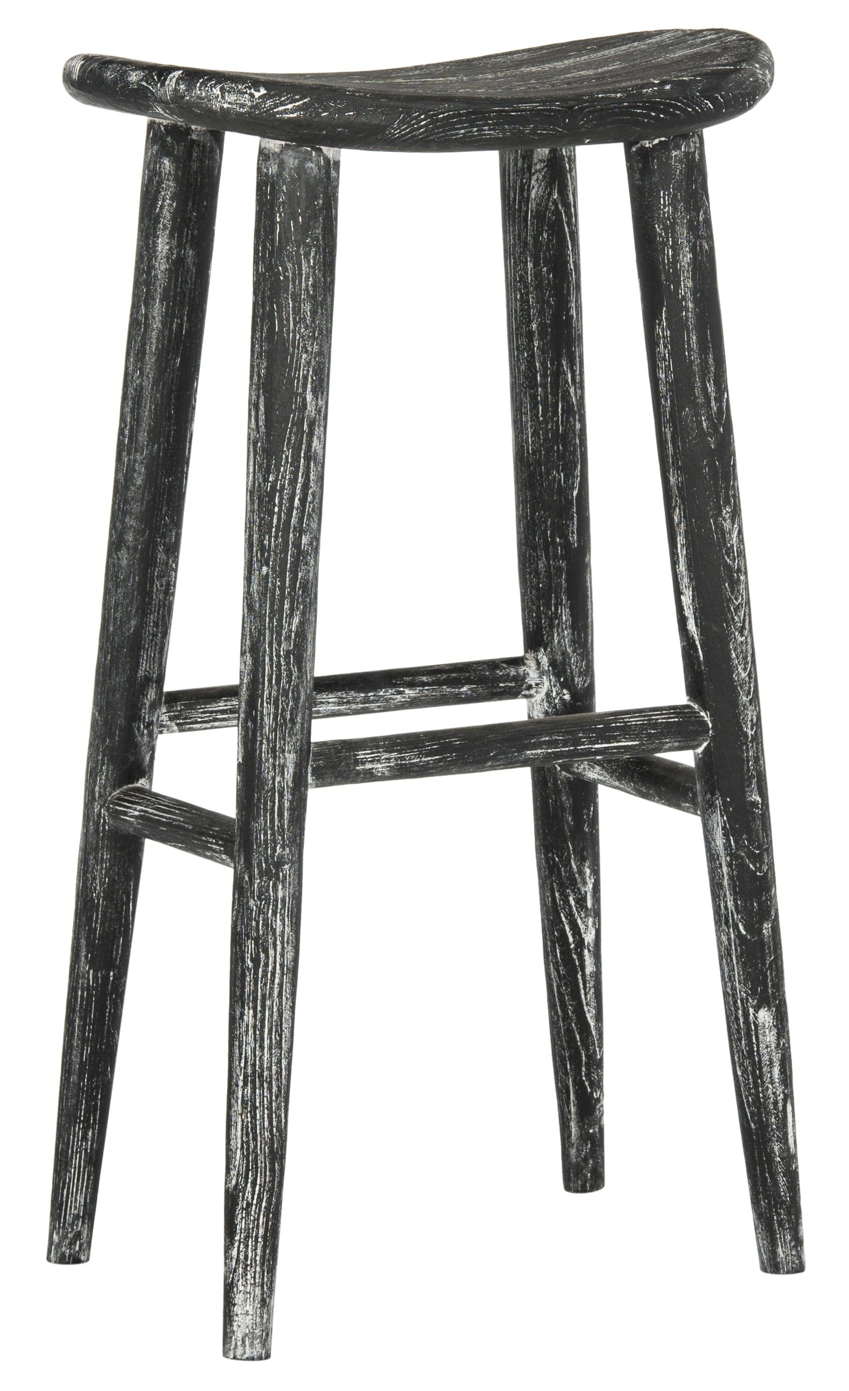 Colton Wood Bar Stool - BST1001 - Black/White Wash/Sungkai Wood - Safavieh