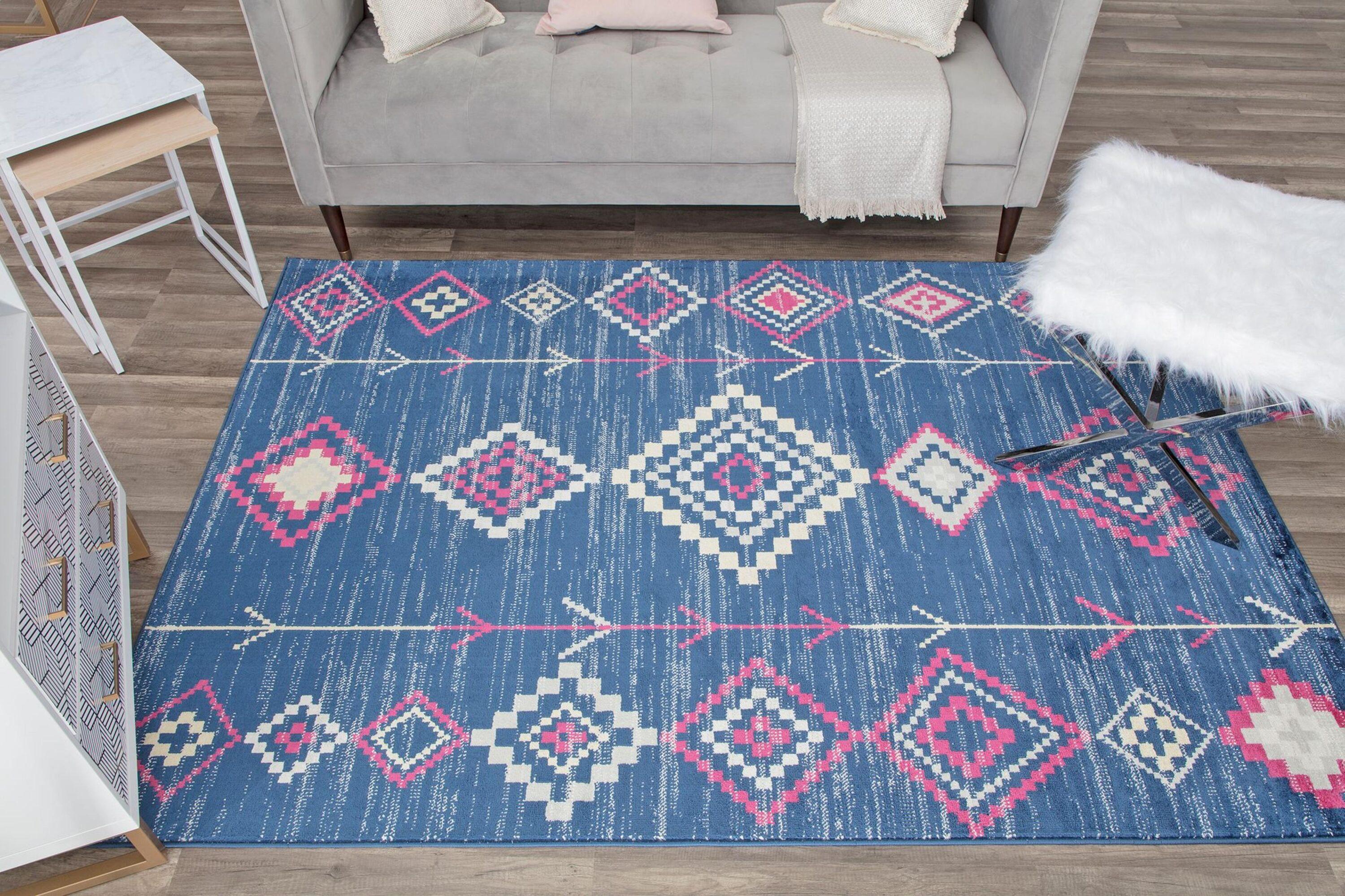 Bodrum Tribal Native Navy Area Rug