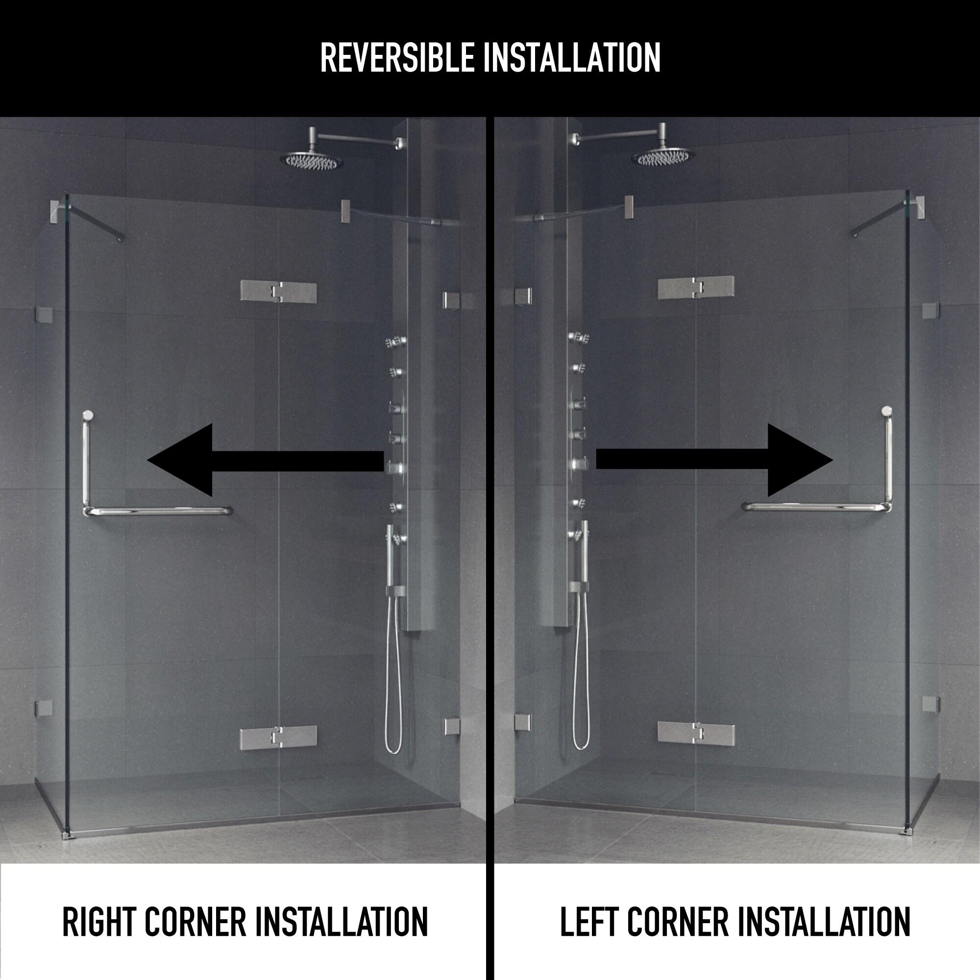 VIGO Monteray 46" W x 30" D x 73" H Hinged Frameless Shower Enclosure with 3/8  Clear Glass VG6011CHCL48