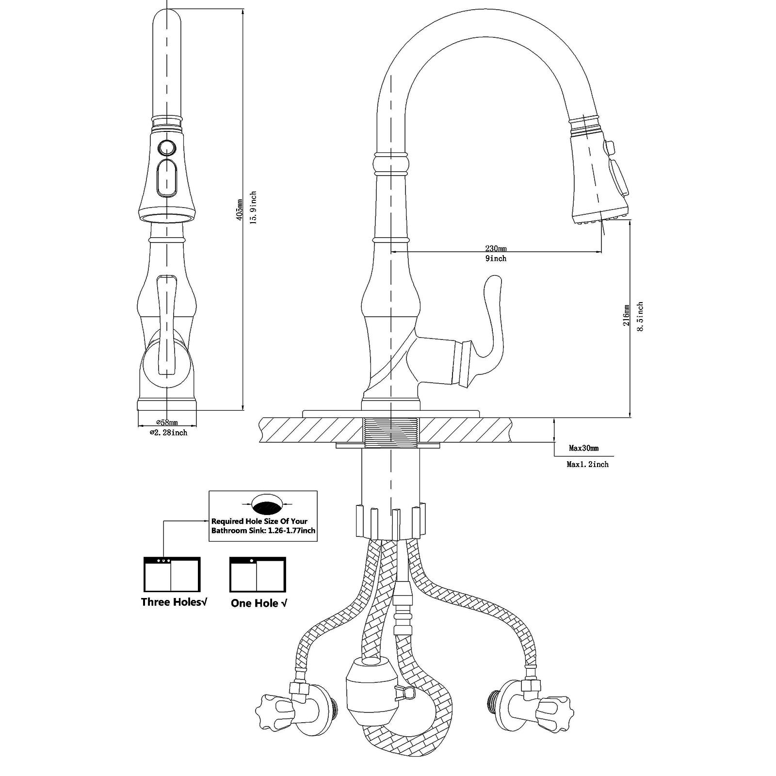 Oil-Rubbed Bronze Pull-Down Kitchen Faucet with Spray