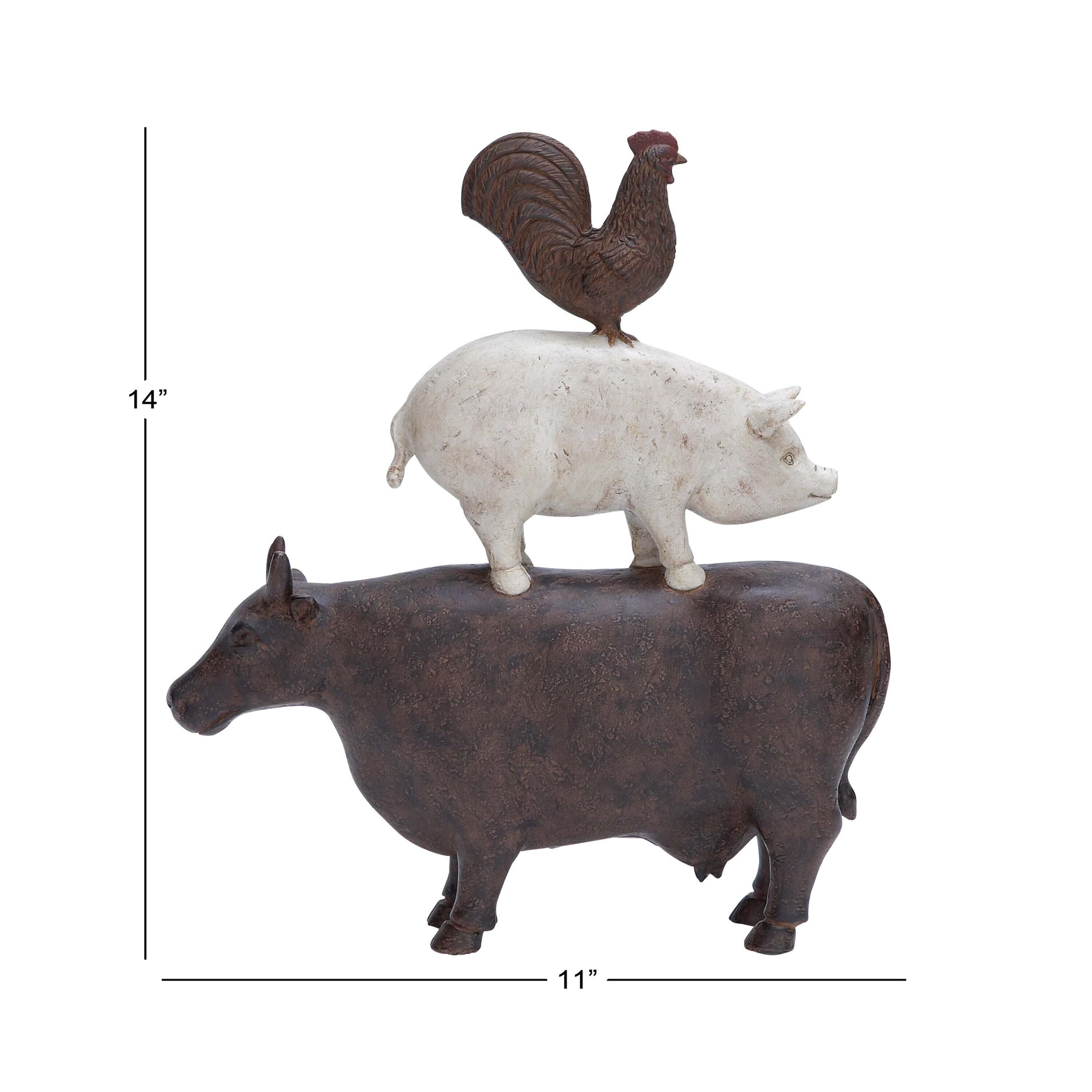 Olivia & May Amazing Animals Stack Sculpture 11"x14": Resin Farm Animal Figurines, Indoor Decorative Object