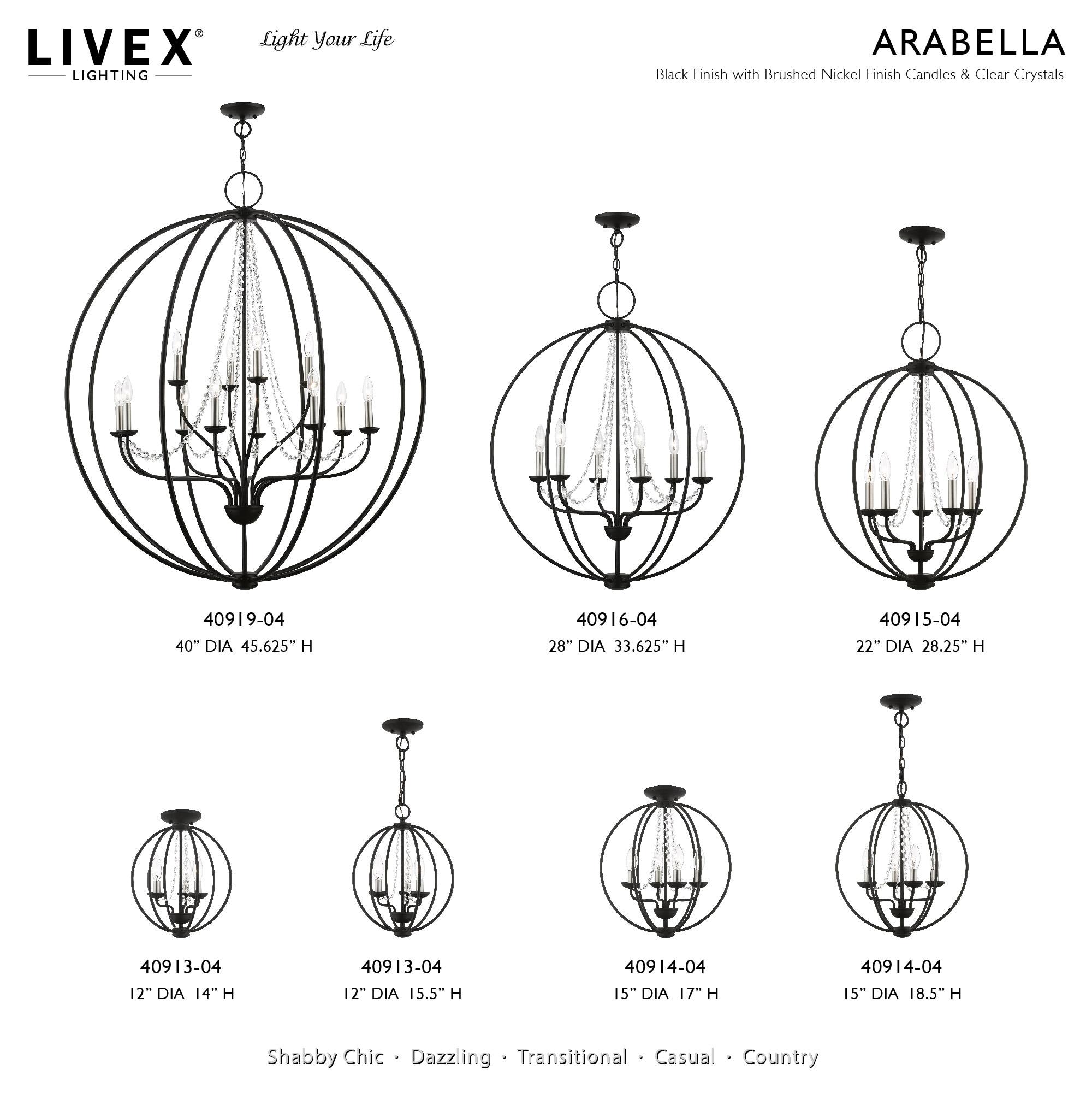 Livex Lighting Arabella 3 - Light Chandelier in  Black/Brushed Nickel