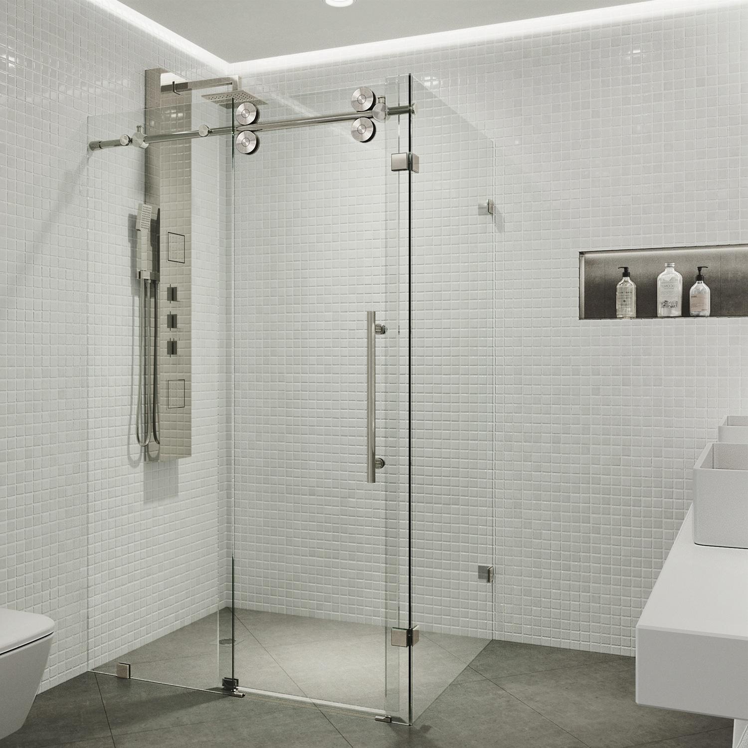 Winslow 46" W x 35" D x 74" H Sliding Frameless Shower Enclosure with 3/8Clear Glass