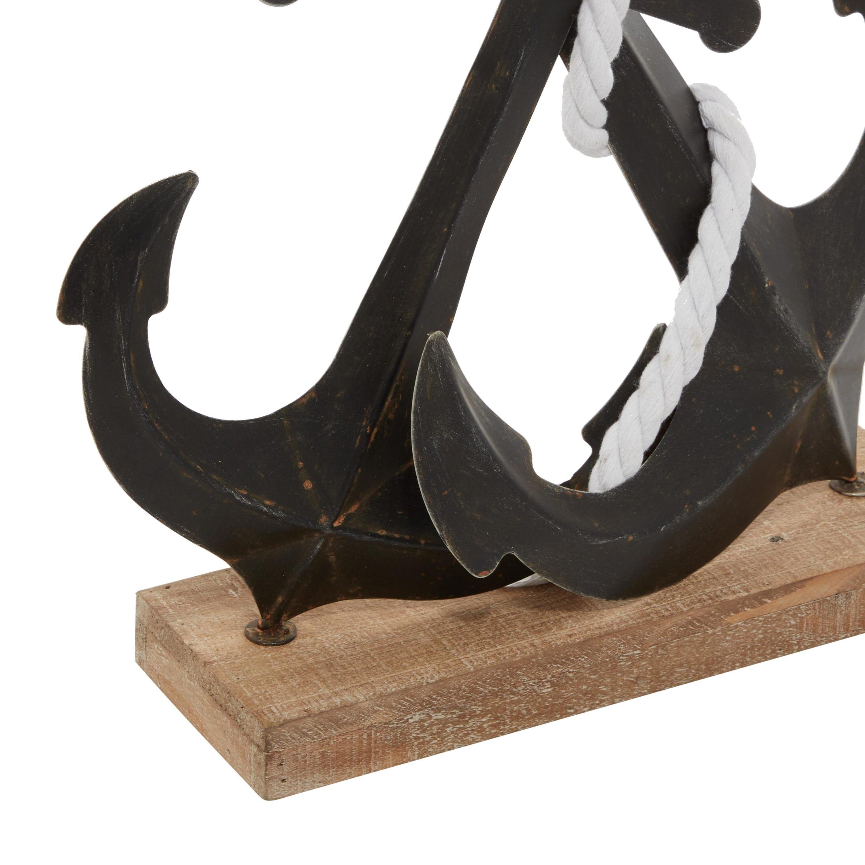 15" x 16" Black Metal Anchor Sculpture, by DecMode