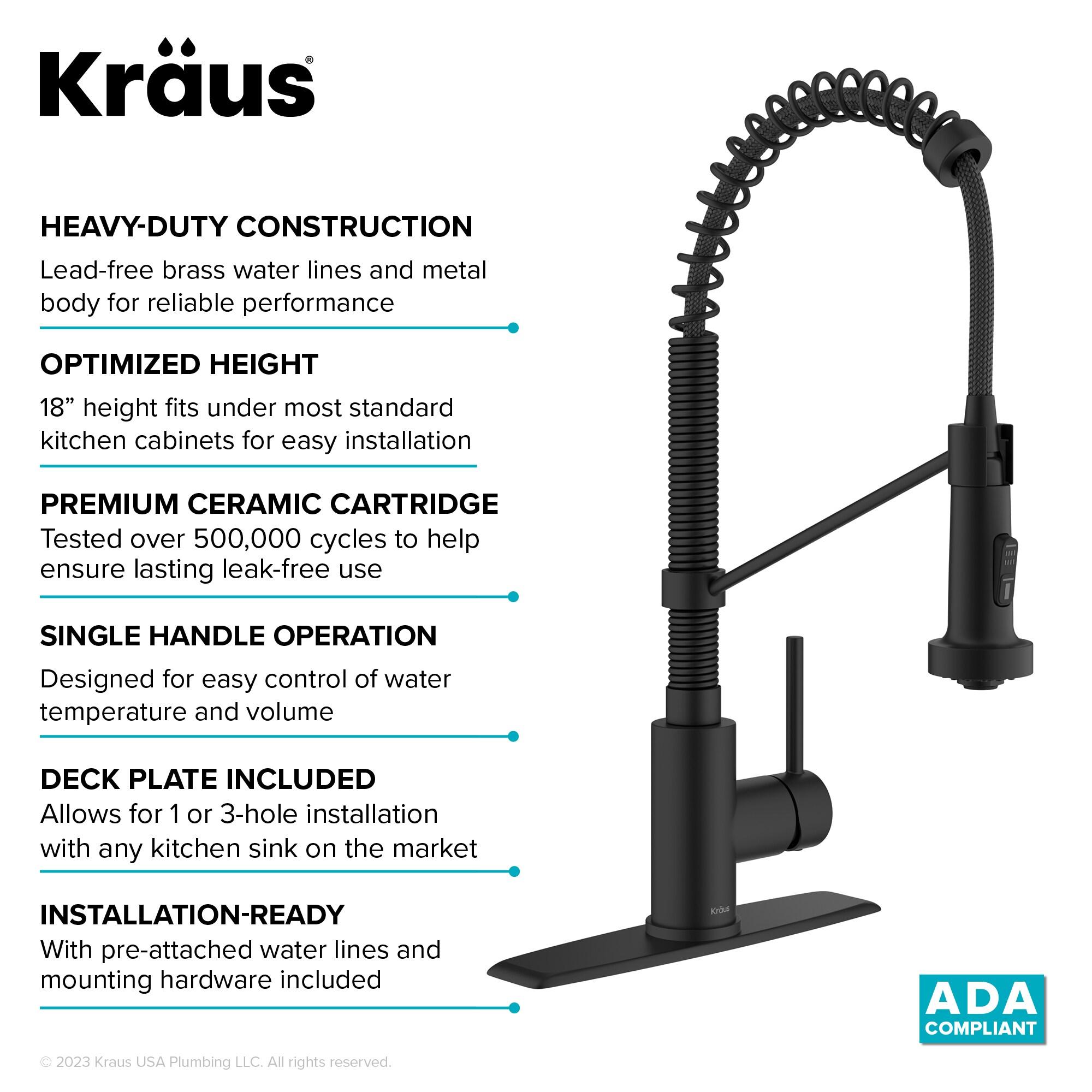 KRAUS Bolden Commercial Style 2-Function Single Handle Pull Down Kitchen Faucet