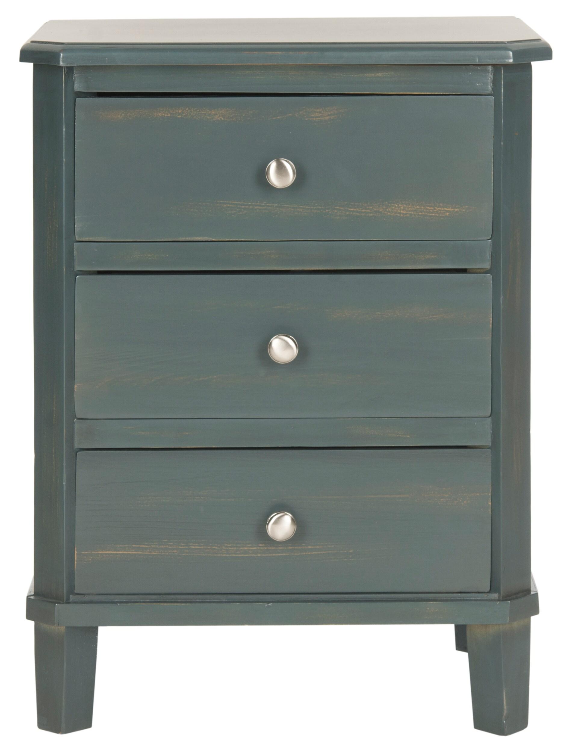 Joe End Table With Storage Drawers- Dark Teal - Safavieh.