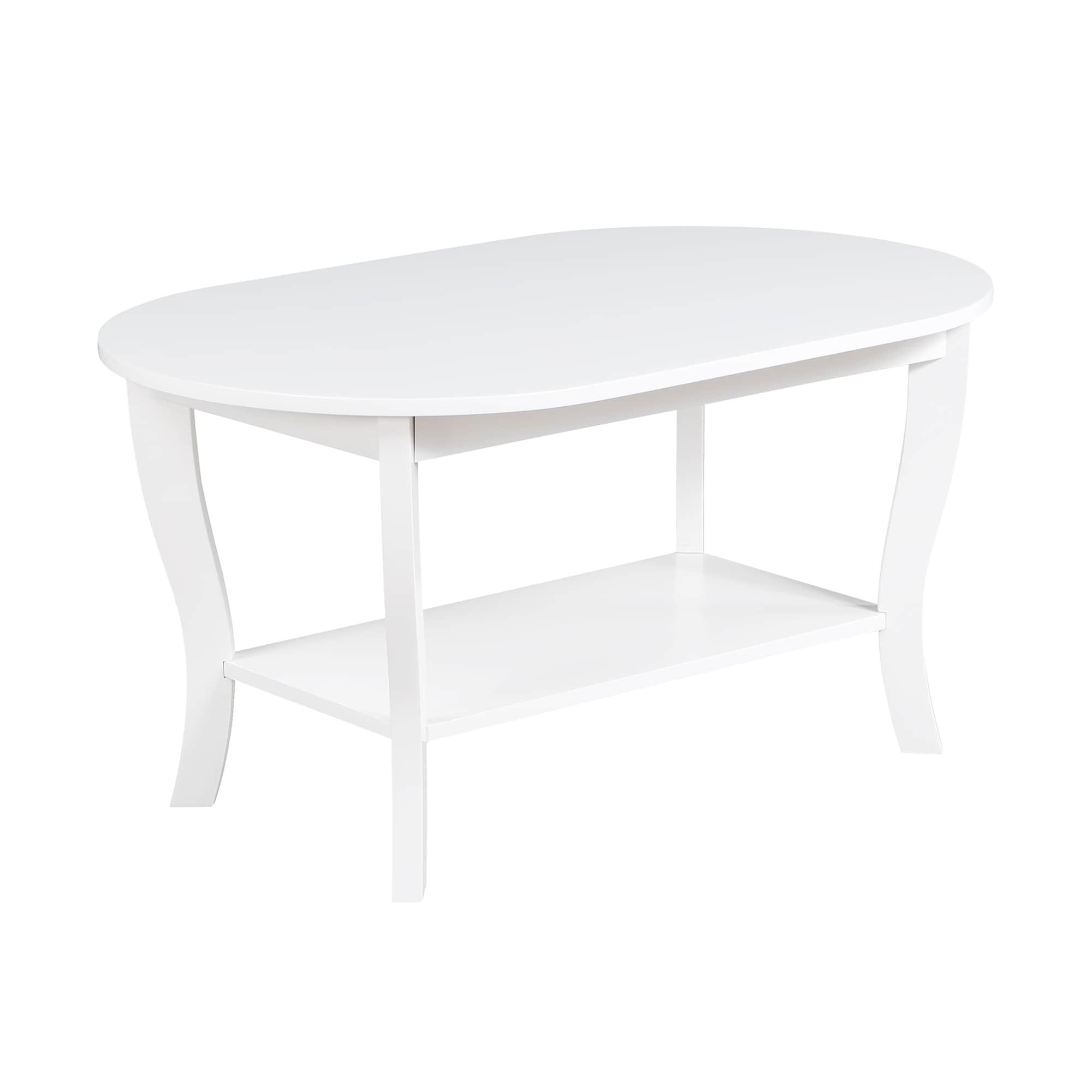 Convenience Concepts American Heritage Oval MDF Coffee Table with Shelf, White