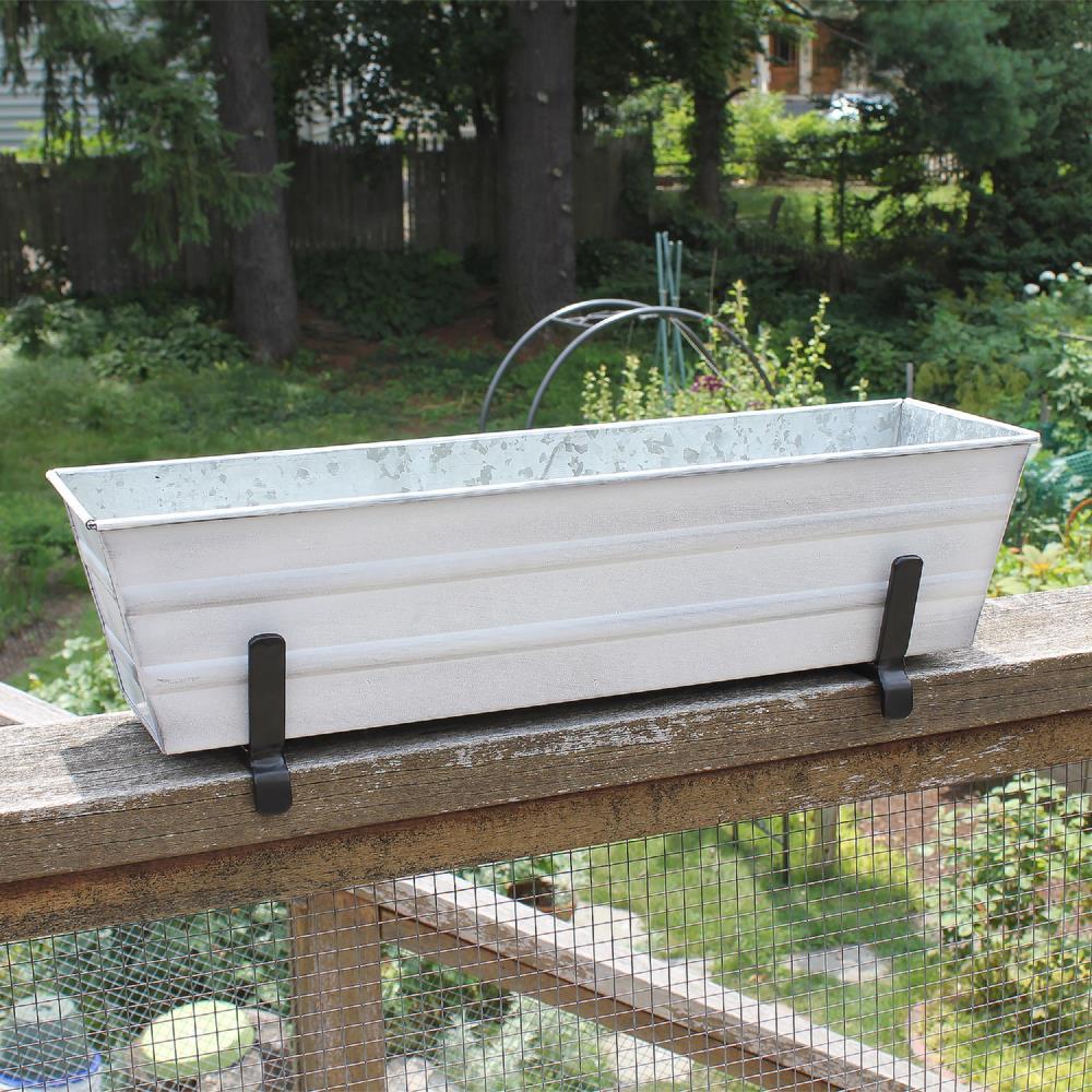 22" Rectangular Galvanized Planter Box with Brackets White - ACHLA Designs