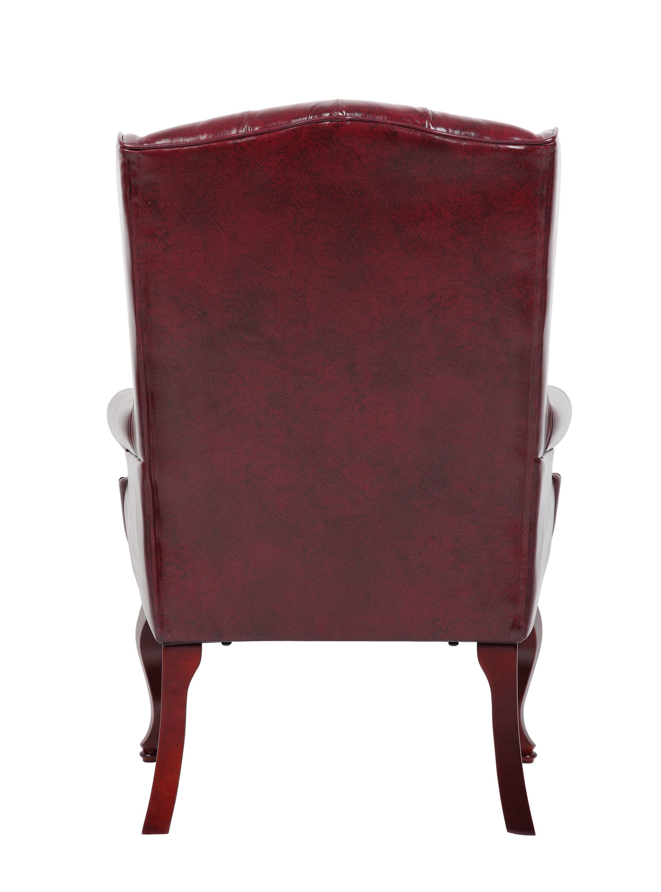 Boss B809-BY Wingback Traditional Guest Chair, 29" x 32" x 41.5",  Vinyl - Burgundy