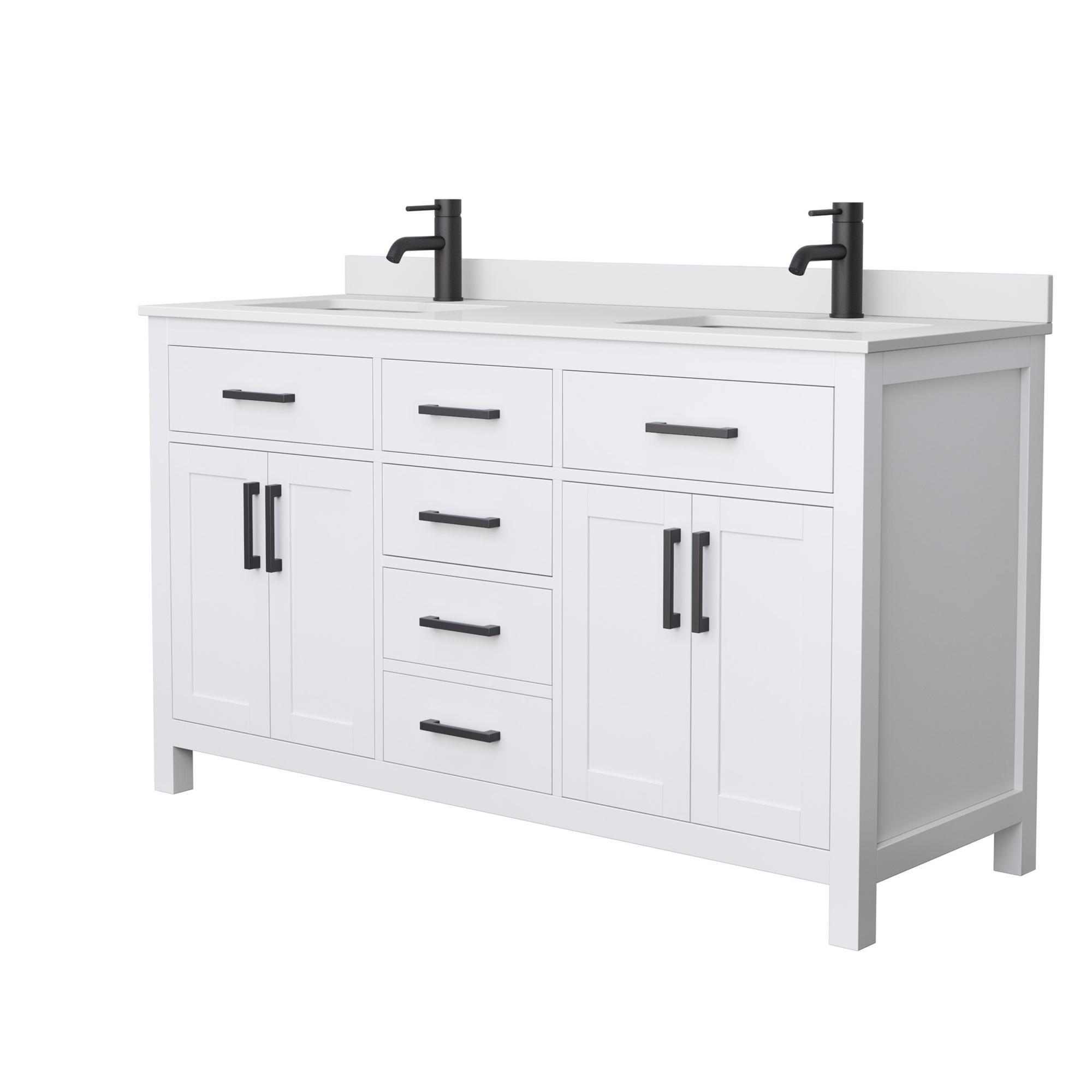 Beckett 60" Freestanding Double Bathroom Vanity with Cultured Marble Top