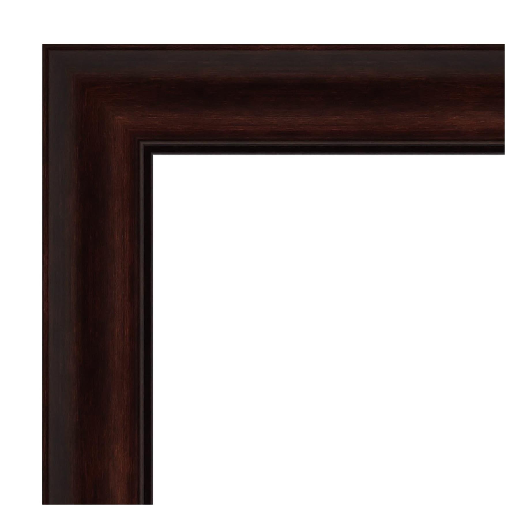 Amanti Art Beveled Bathroom Wall Mirror - Coffee Bean Brown Frame - Coffee Bean Brown Outer Size: 23 x 29 in