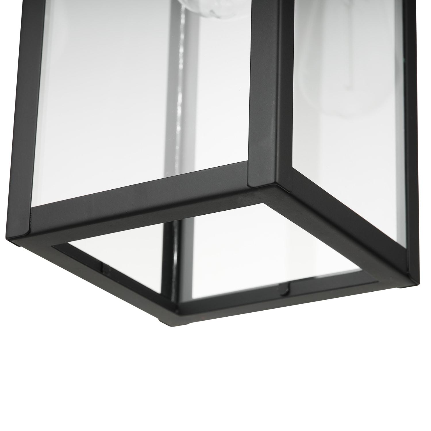 1-Light Matte Black Outdoor Pendant Lighting with Clear Glass Shade