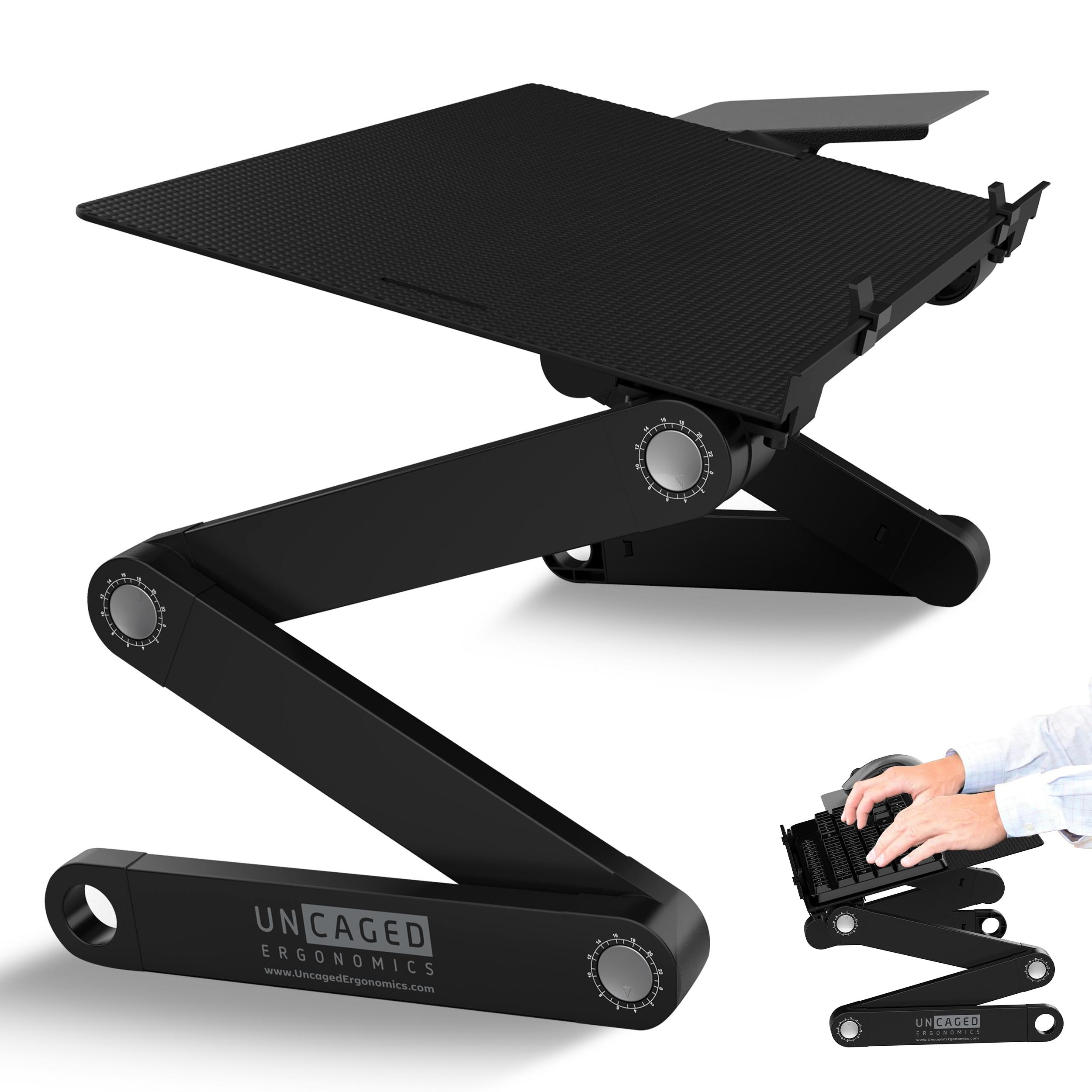 Uncaged Ergonomics Workez Adjustable Height & Tilt Keyboard Stand Black : Ergonomic Lap Desk, Standing Desk Converter